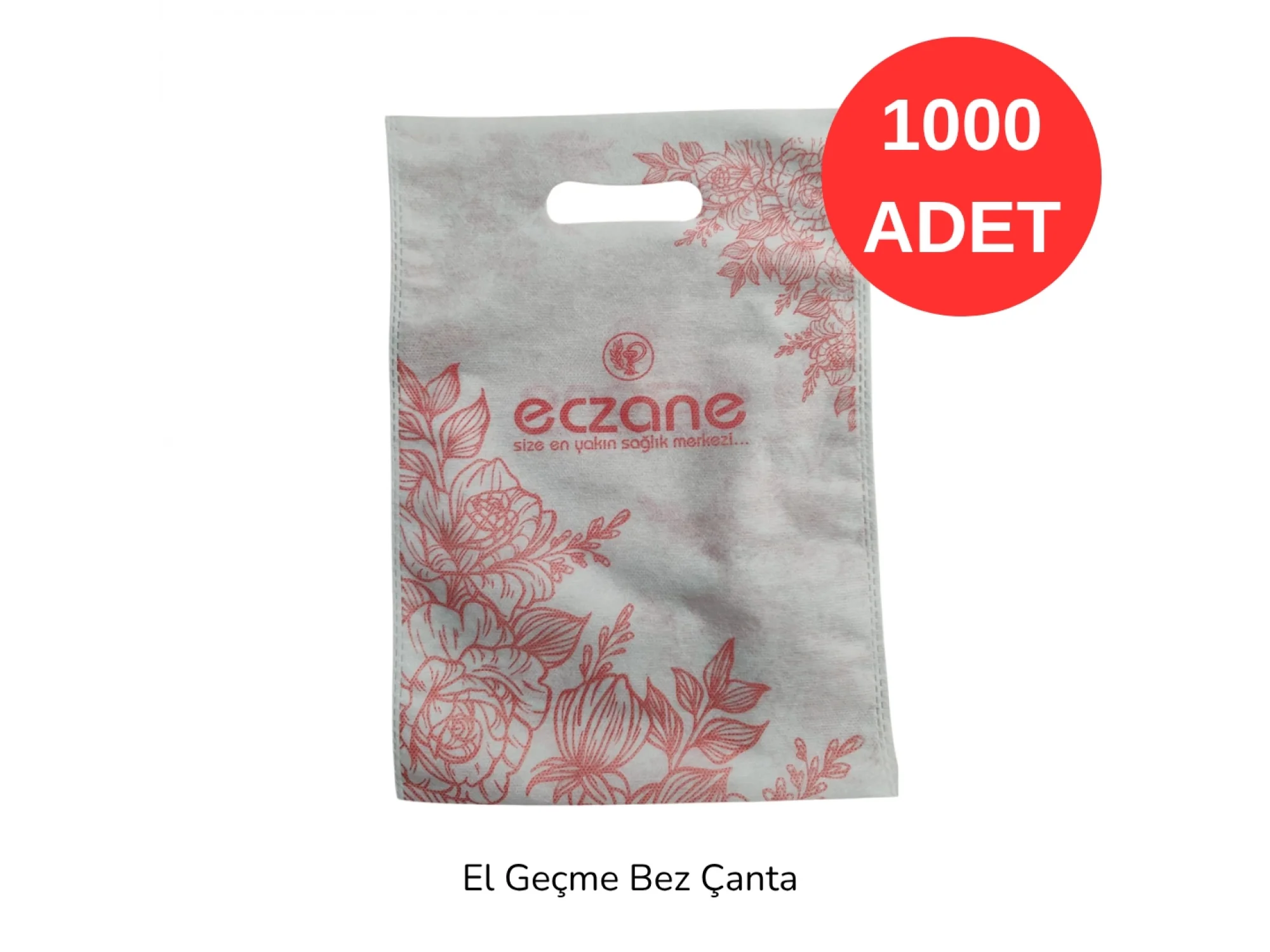 22.5x32 cm Küçük Boy Çiçek Desenli El Geçme Bez Torba 1000 adet