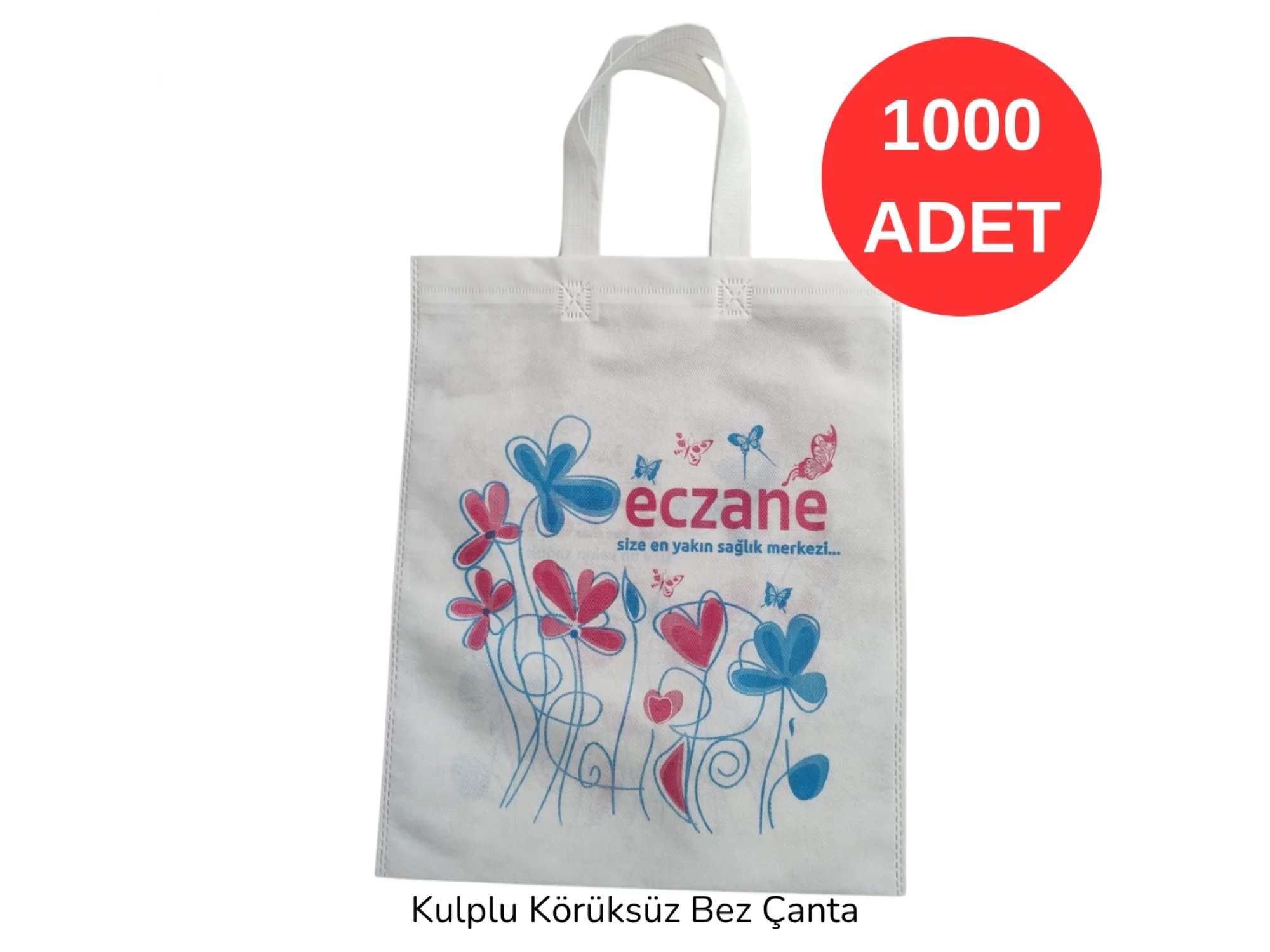 30*37cm Kulplu Çiçek Desen Bez Torba 1000 adet