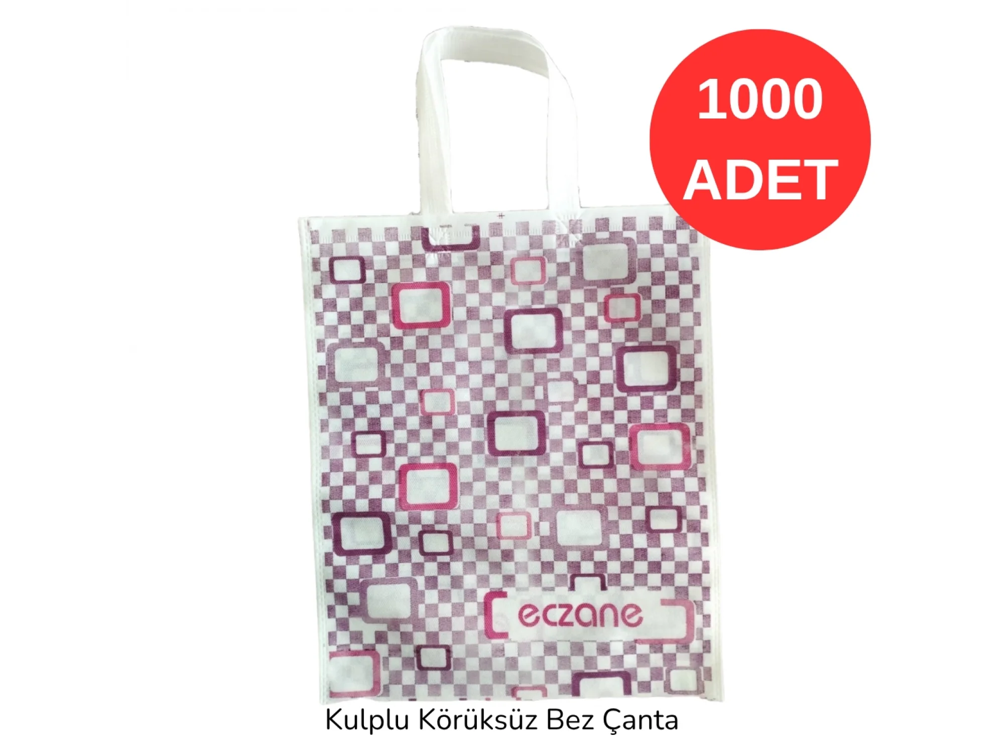 30*37cm Kulplu Kareli Desen Bez Torba 1000 adet