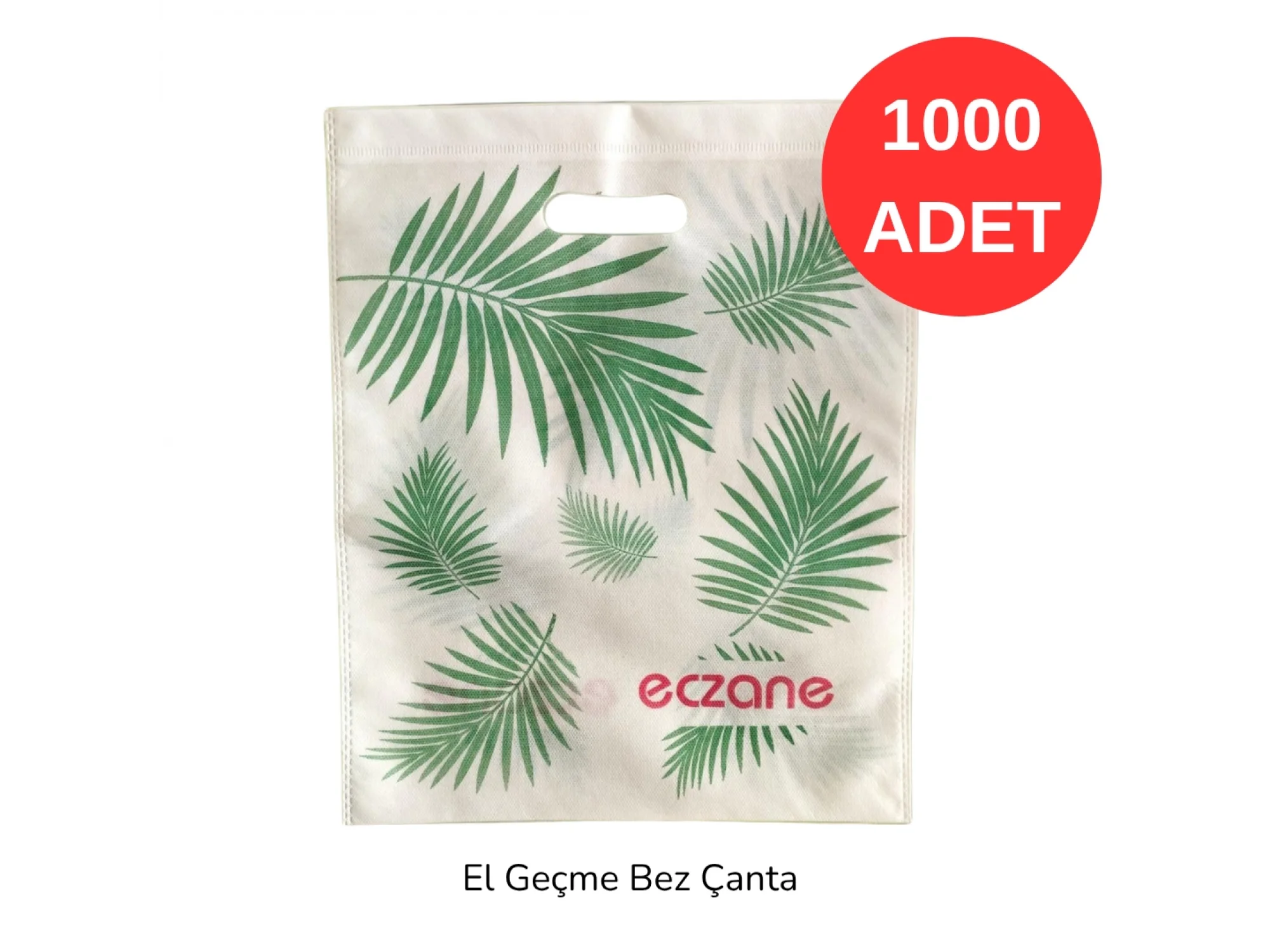 30x37 Yeşil Yaprak Desenli El Geçme Bez Torba 1000 adet