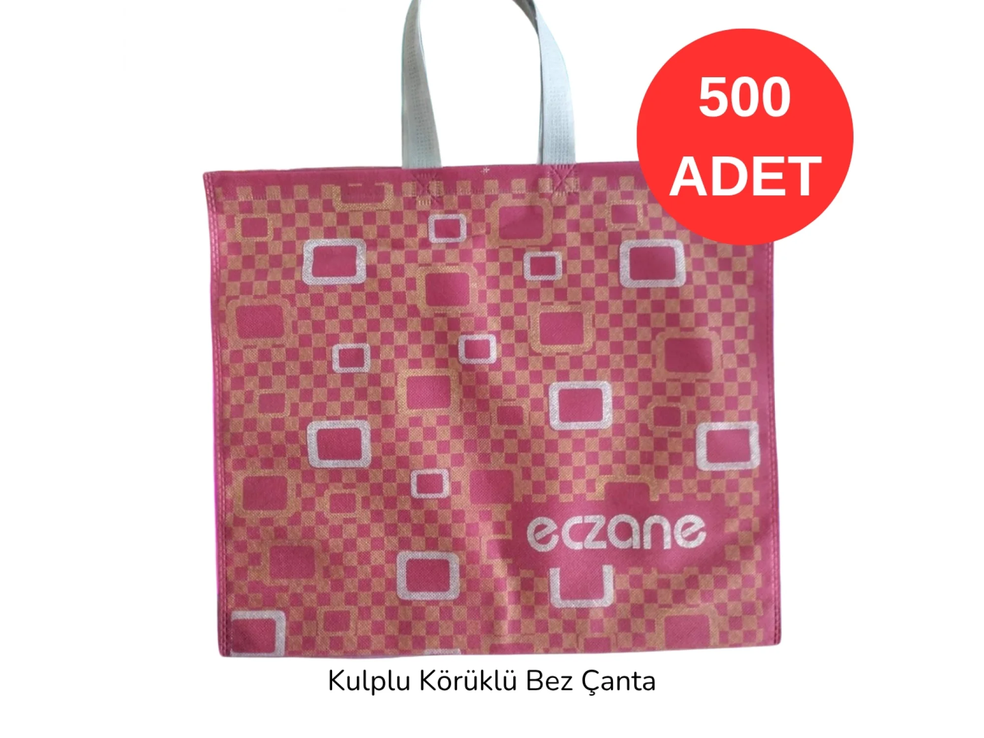 40x34x7cm Kulplu Körüklü Bordo Kareli Bez Torba 500 adet