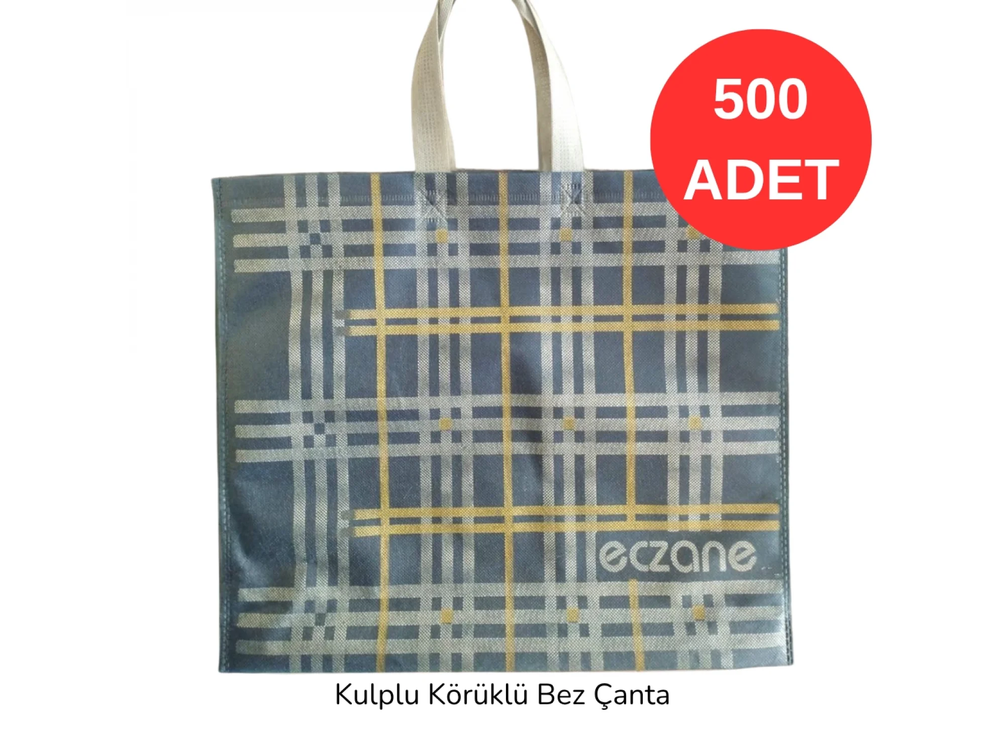 40x34x7cm Kulplu Körüklü Ekose Desenli Bez Torba 500 adet