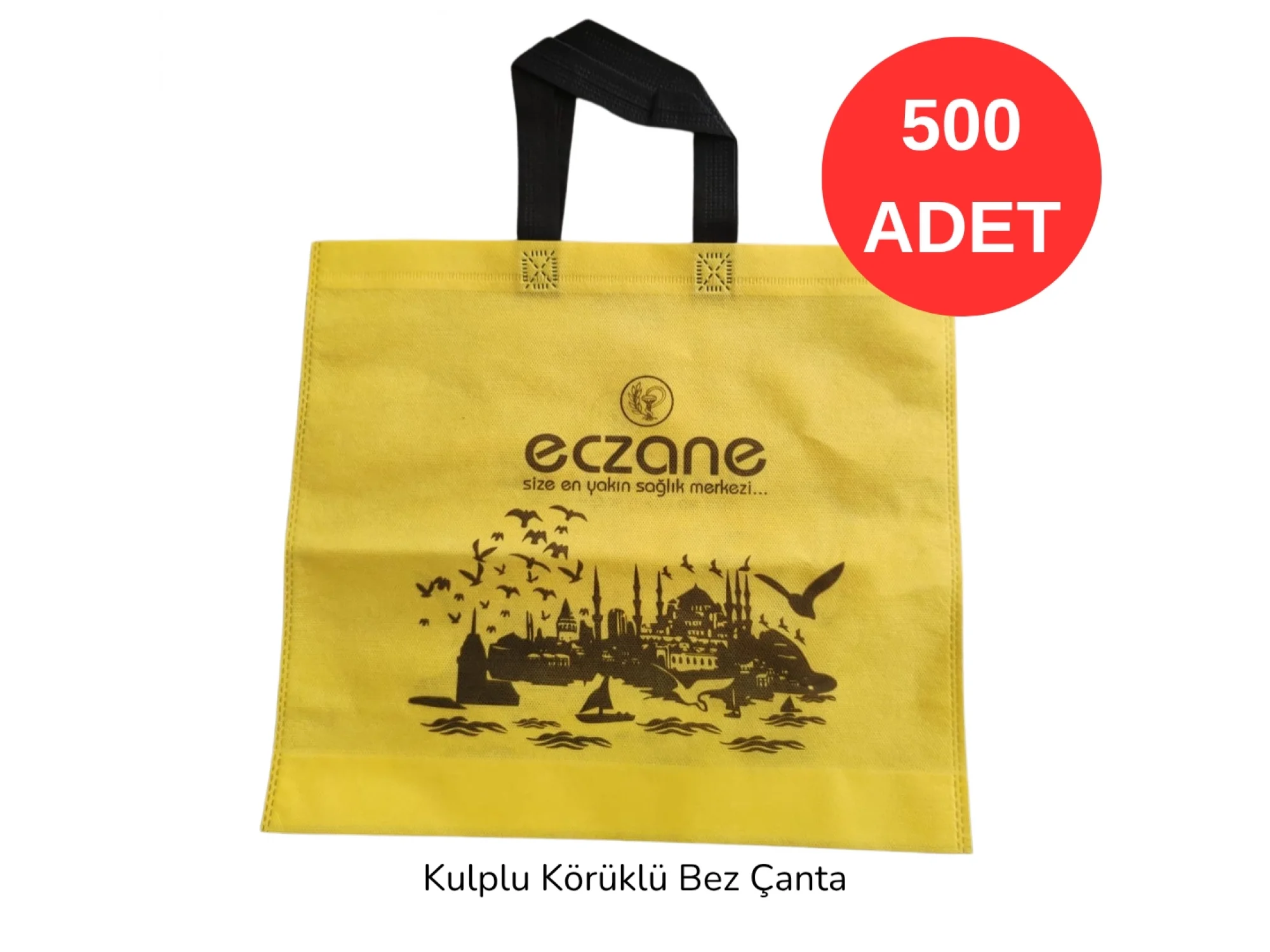 40x34x7cm Kulplu Körüklü İstanbul Desenli Bez Torba 500 adet