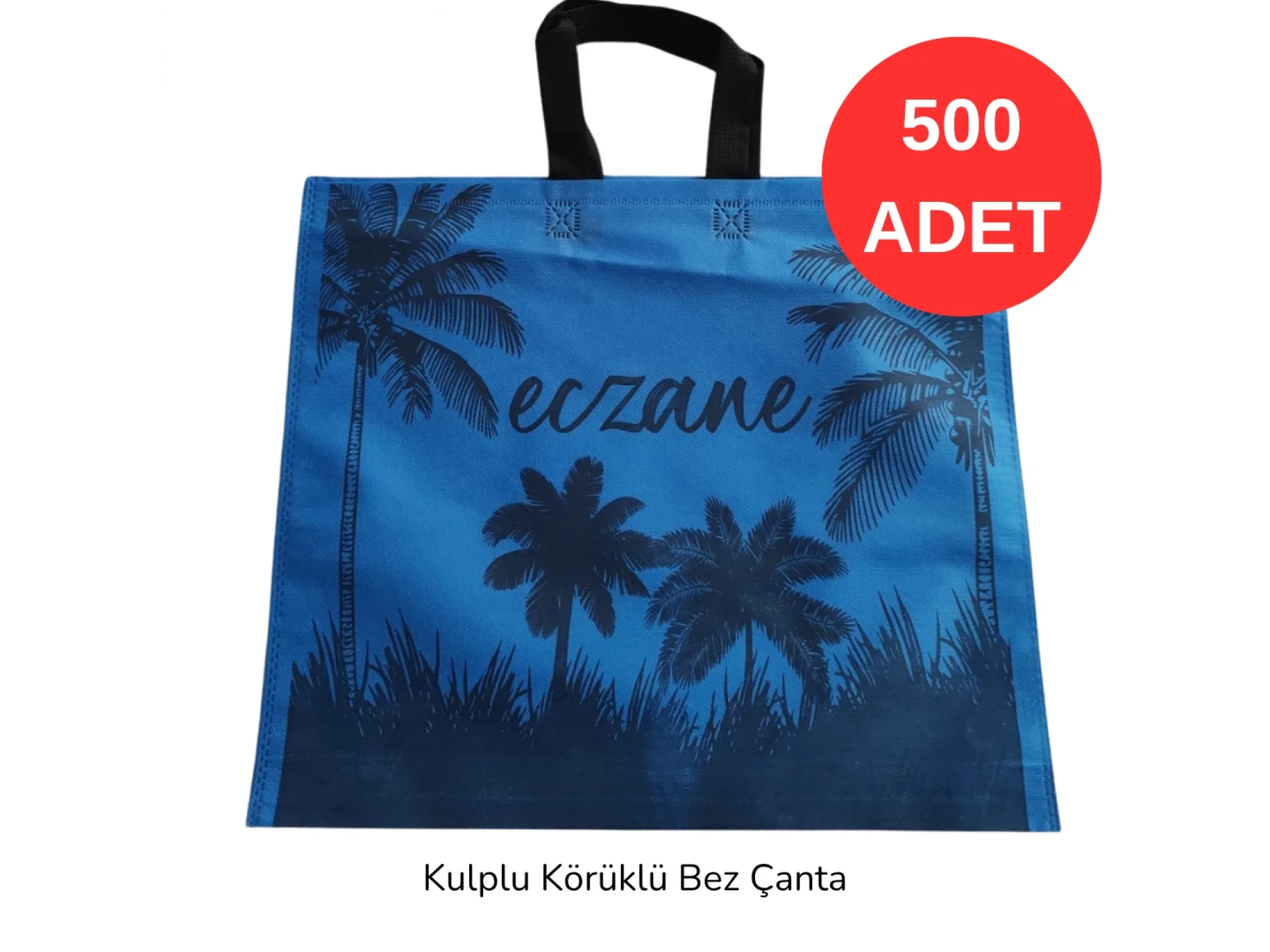 40x34x7cm Kulplu Körüklü Palmiye Desenli Bez Torba 500 adet