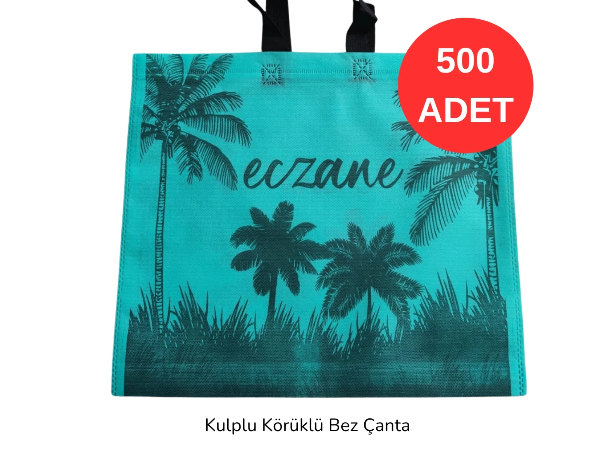 40x34x7cm Kulplu Körüklü Palmiye Desenli Bez Torba 500 adet