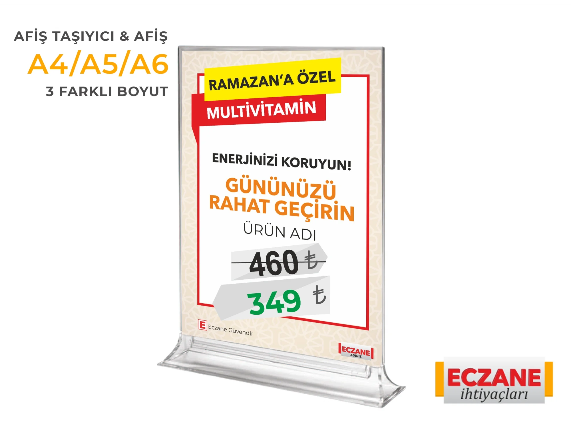 Ramazan Enerjinizi Koruyun Afişi + Pleksi Afiş Taşıyıcı
