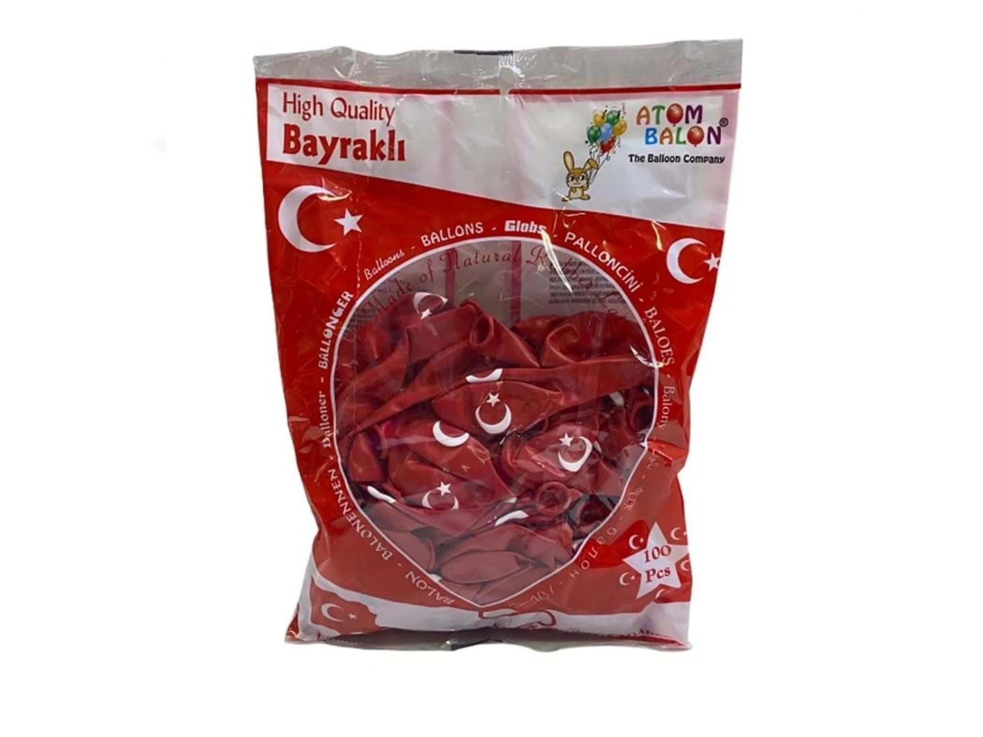 Atom Balon Bayrak Baskılı 100lü
