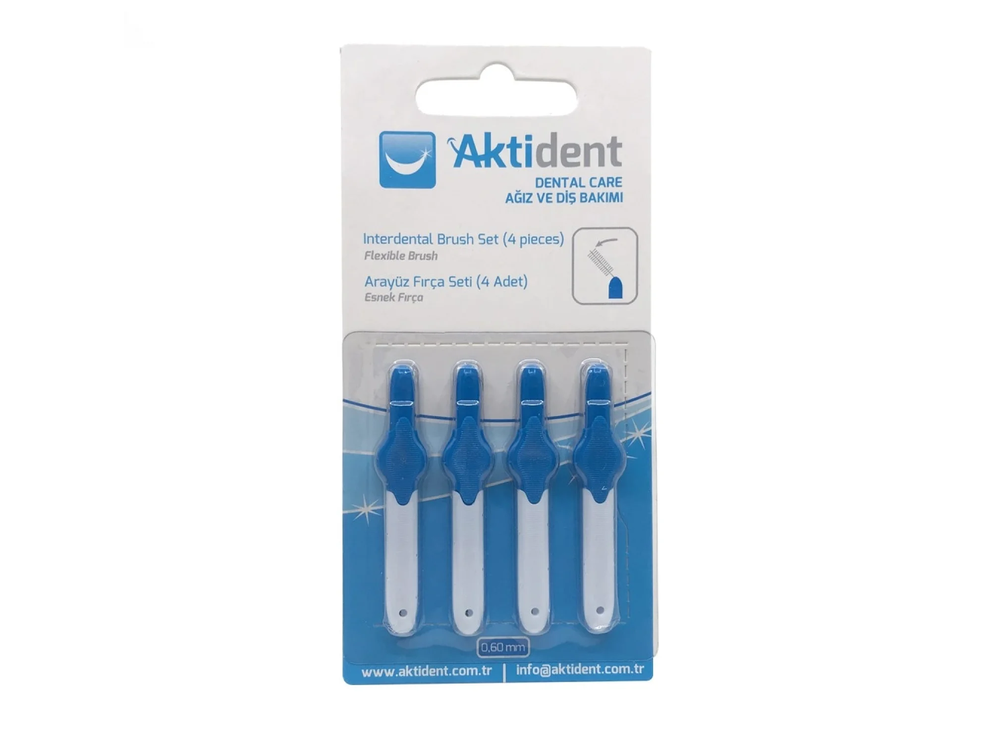 Aktident Arayüz Fırçası 0,60 mm Mavi 4lü