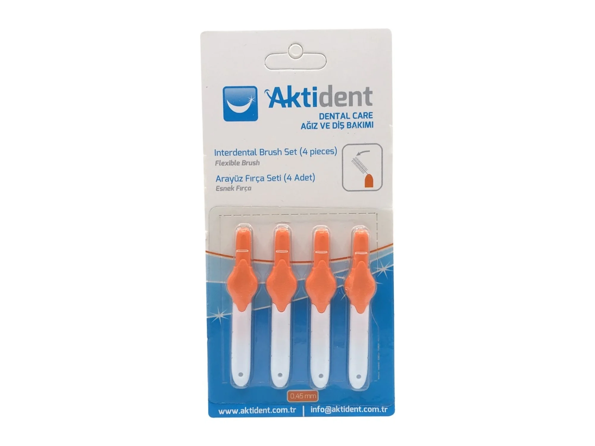 Aktident Orid Arayüz Fırçası 0,45 mm 4lü - Turuncu