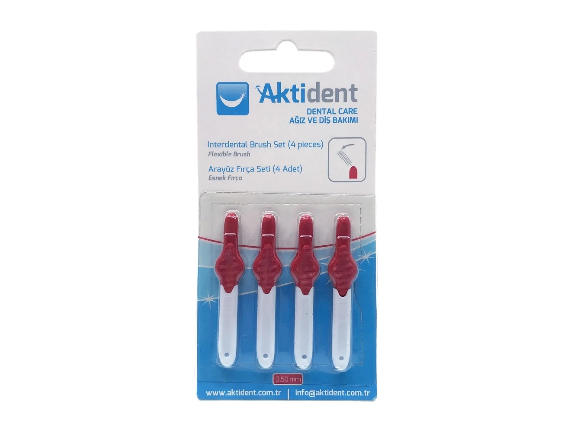 Aktident Orid Arayüz Fırçası 0,50 mm 4lü - Kırmızı