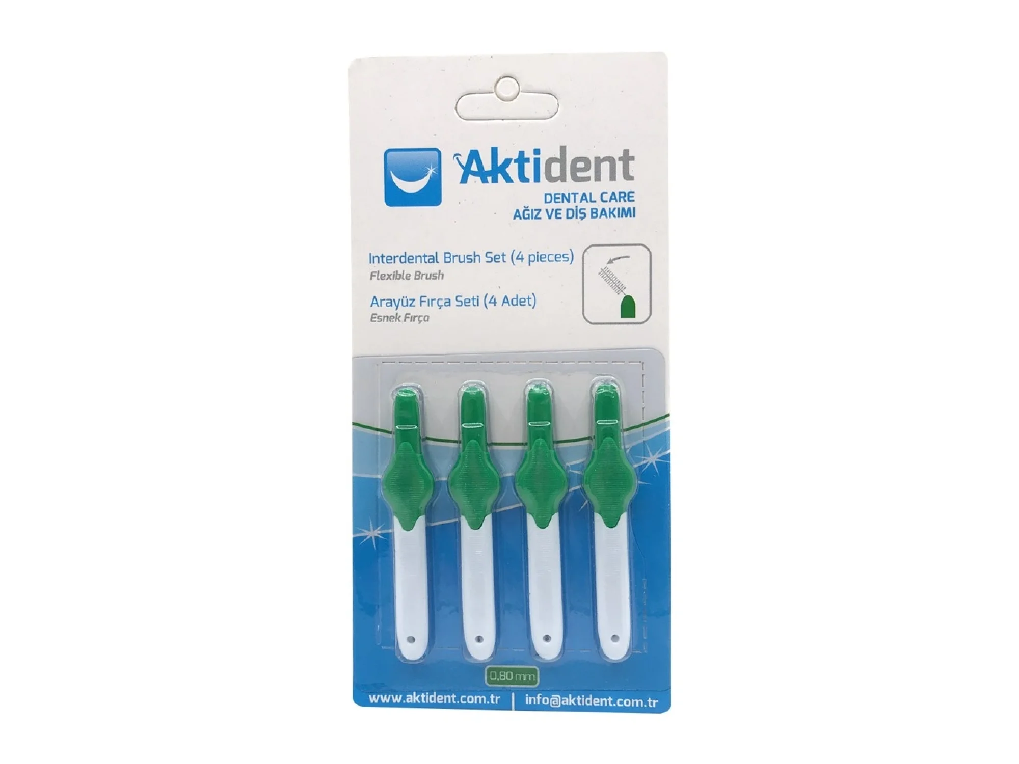 Aktident Orid Arayüz Fırçası 0,80 mm 4lü - Yeşil