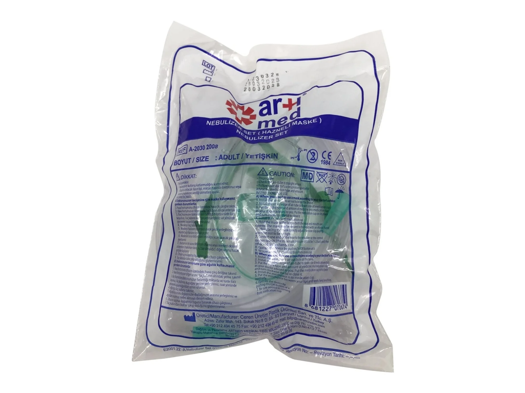 Artımed Nebulizatör Maske Seti Yetişkin