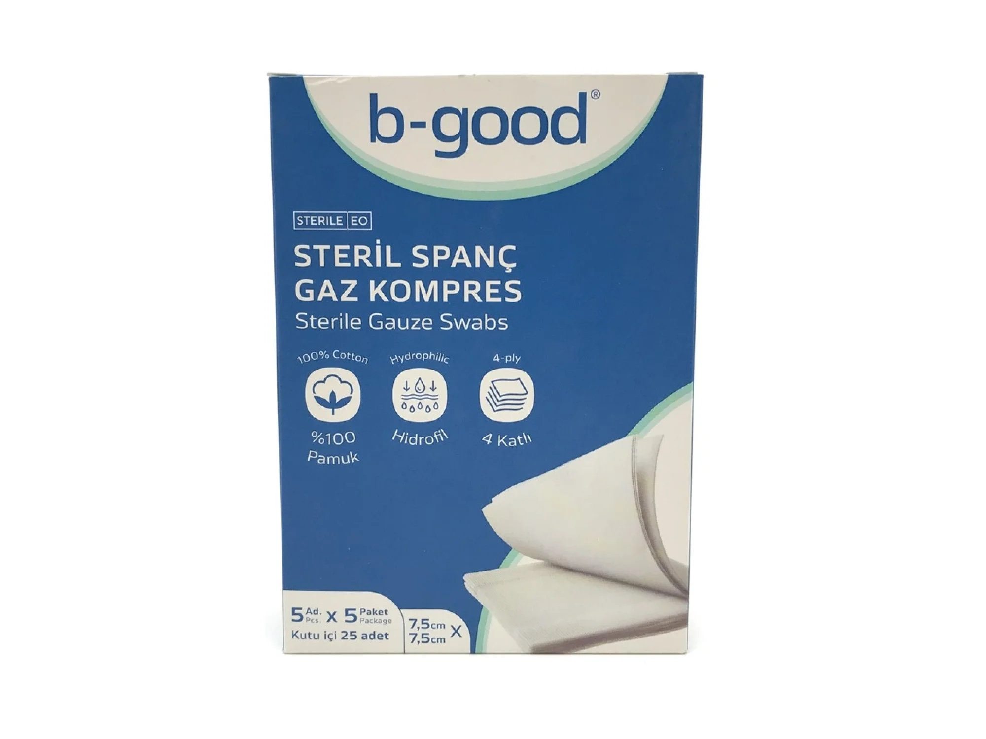 B-Good Gaz Kompres 7,5cm x 7,5cm 25li