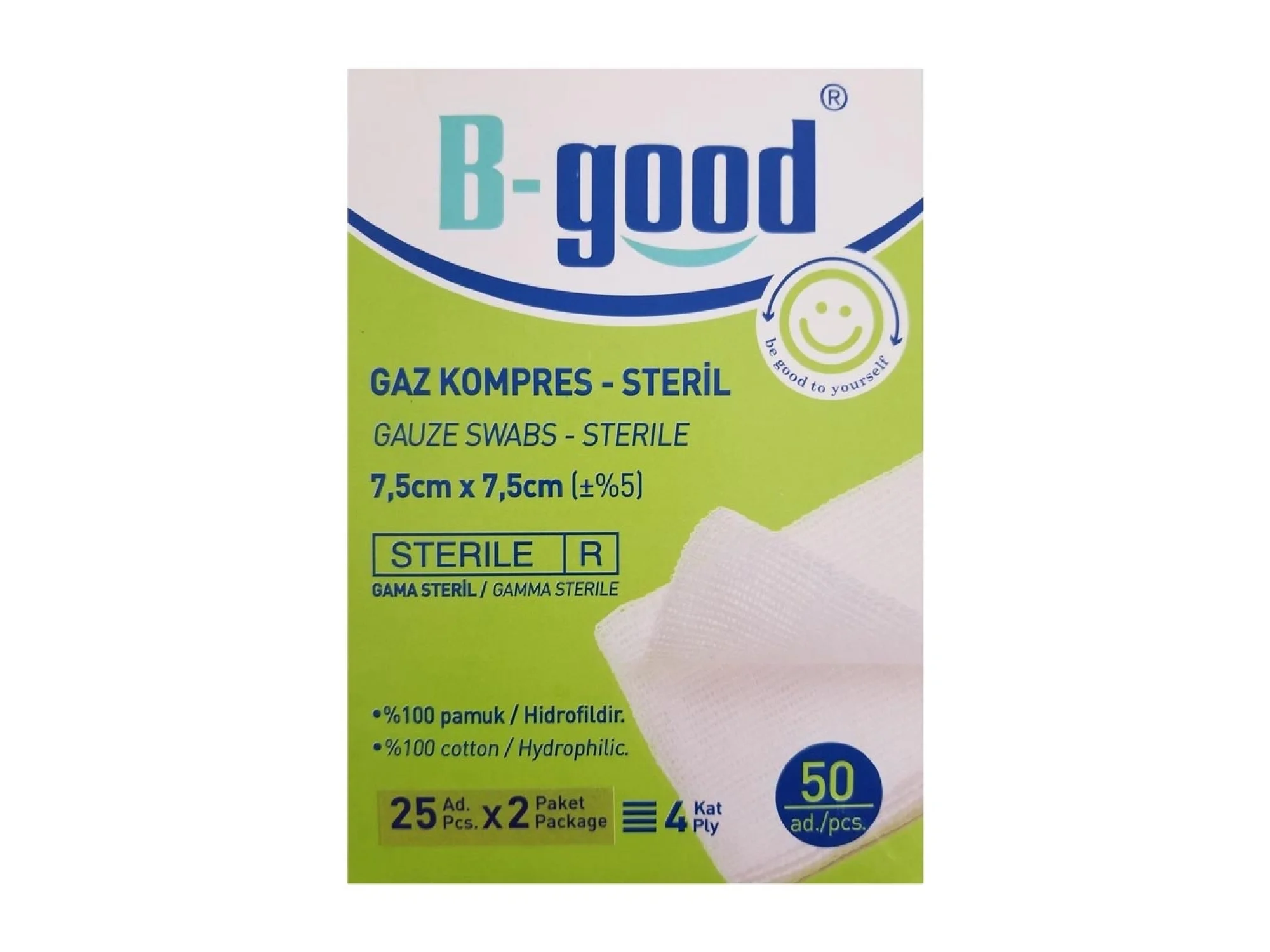 B Good Gaz Kompress 7,5cm x 7,5cm 50li
