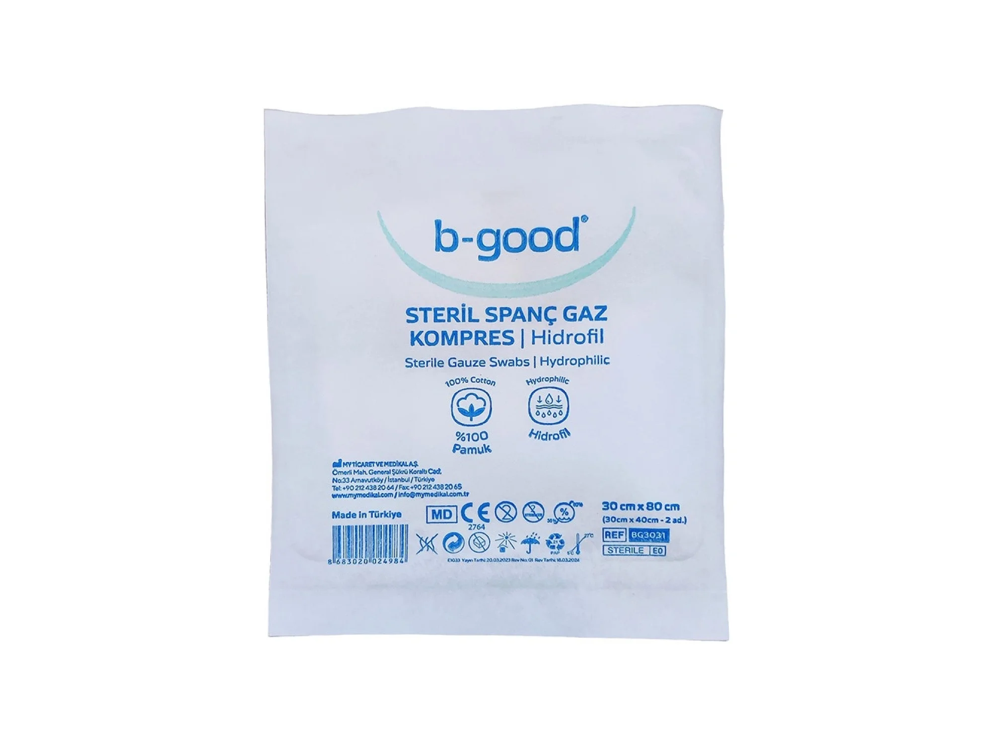 B-Good Steril Spanç gaz kompres hidrofil  30x80 cm