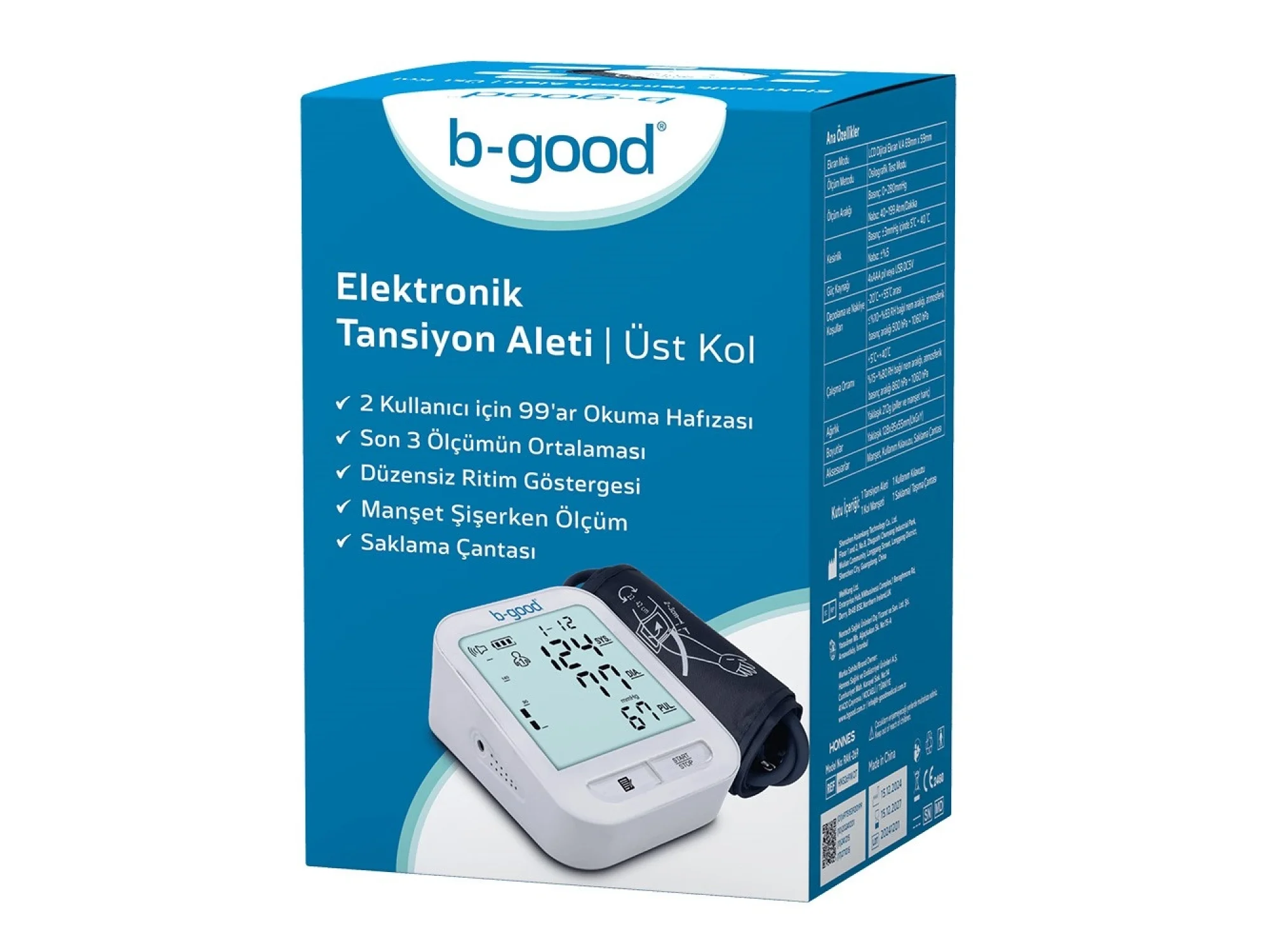 B-Good Tansiyon Aleti Geniş Ekran Hafizalı Rak-269