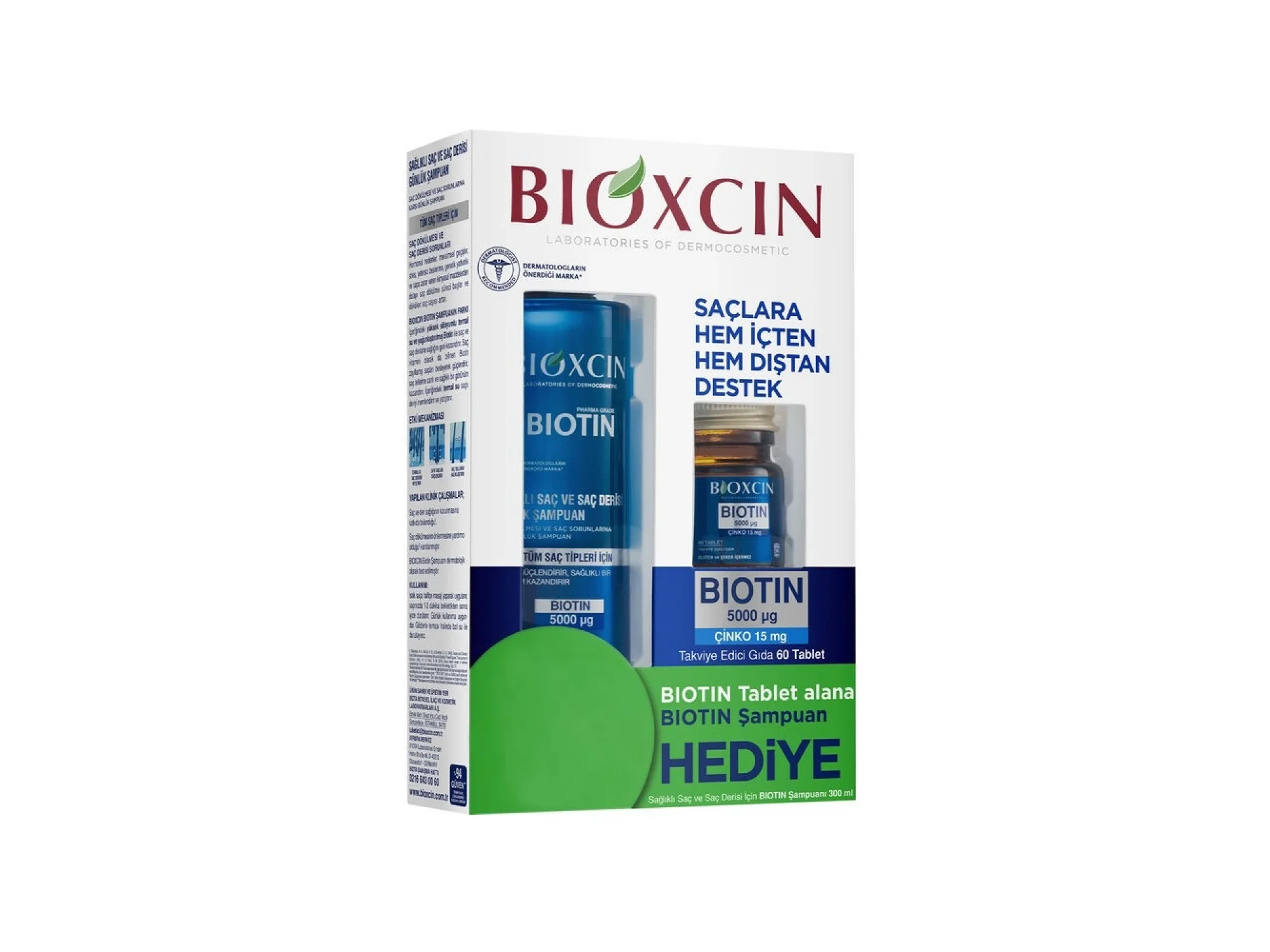 Bioxcin Biotin 5000 mg + Çinko 15 mg Tablet Biotin Şampuan Hediyeli