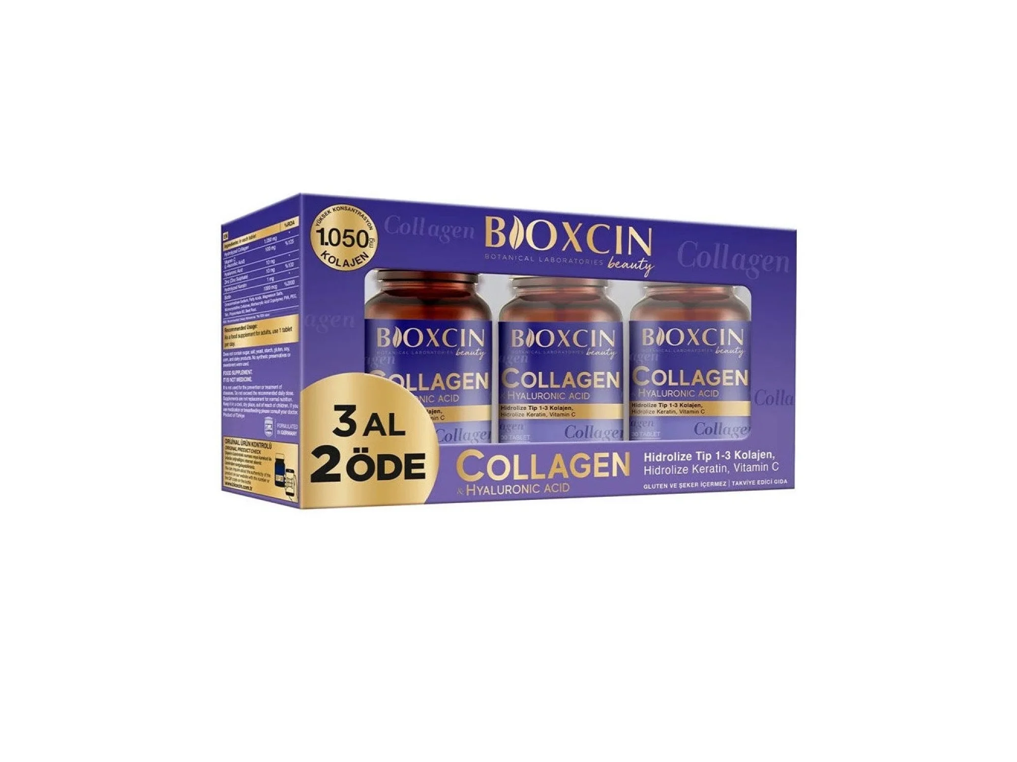 Bioxcin Collagen Hyaluronic Acid Hidrolize Tip 1-3 Kolajen 3 x 30 Tablet - 3 Al 2 Öde