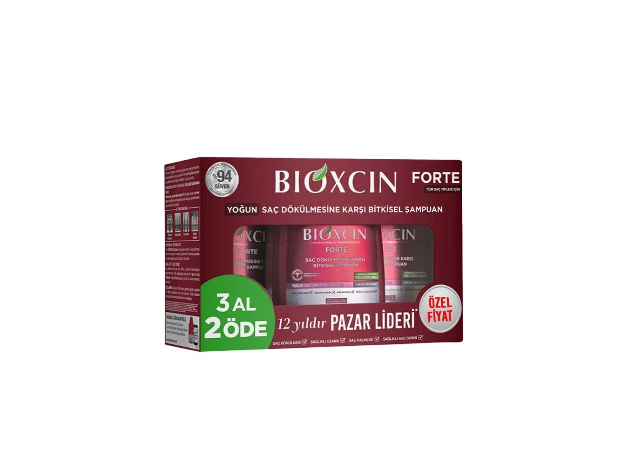 Bioxcin Forte Yoğun Saç Dökülmesine Karşı Bitkisel Şampuan 300 ml - 3 Al 2 Öde (Özel Fiyat Etiketli)