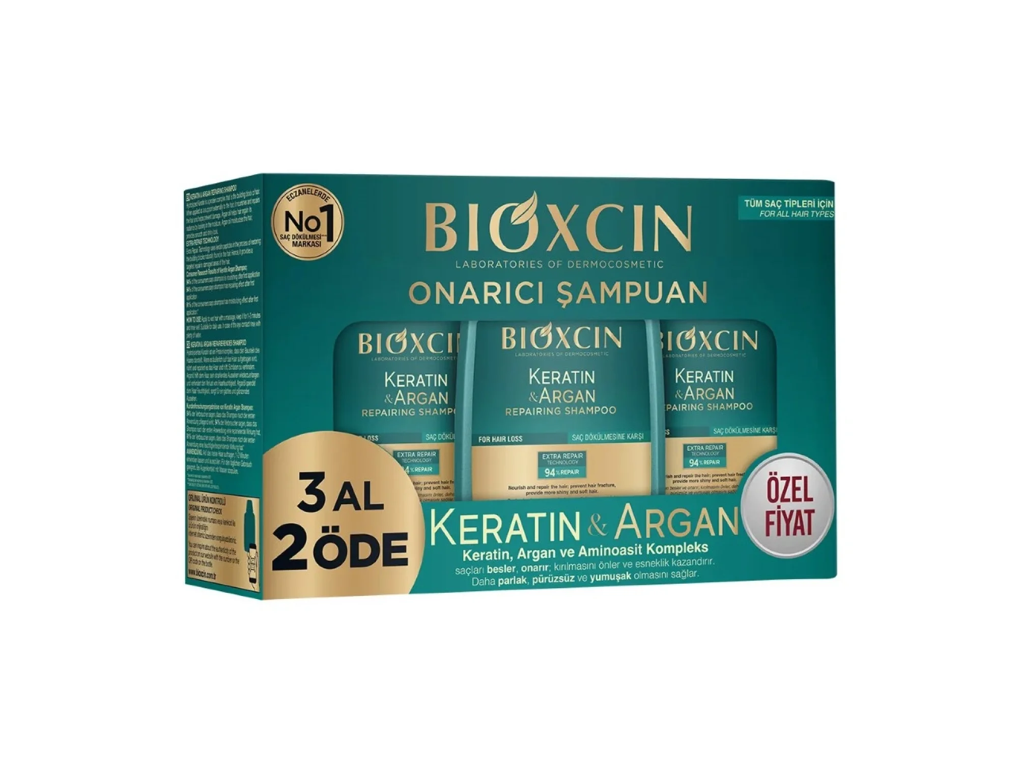 Bioxcin Keratin ve Argan Onarıcı Şampuan 300 ml - 3 Al 2 Öde