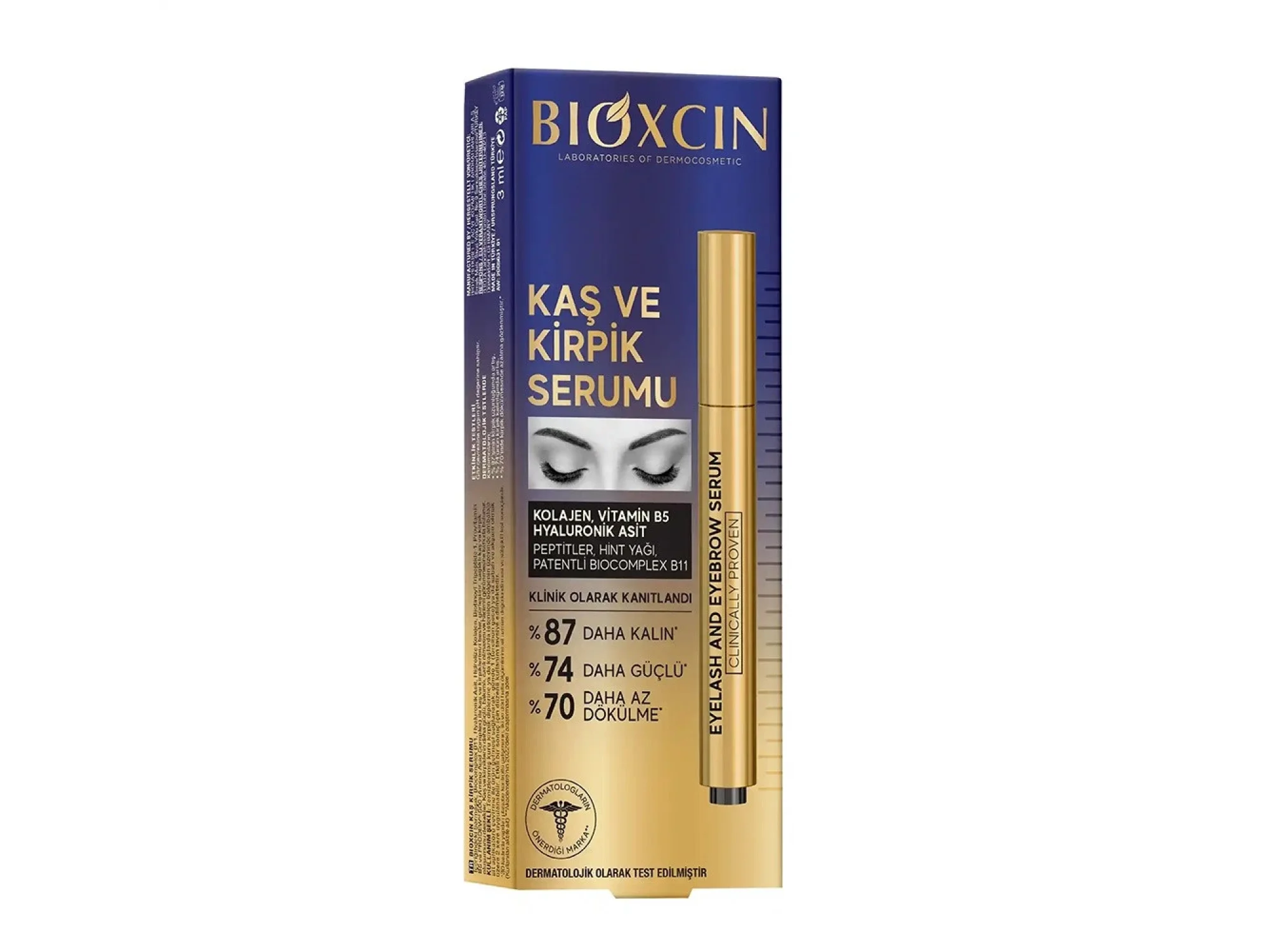 Bioxcin Kolajen ve Hyaluronik Asit İçerikli Kaş ve Kirpik Serumu 3 ml