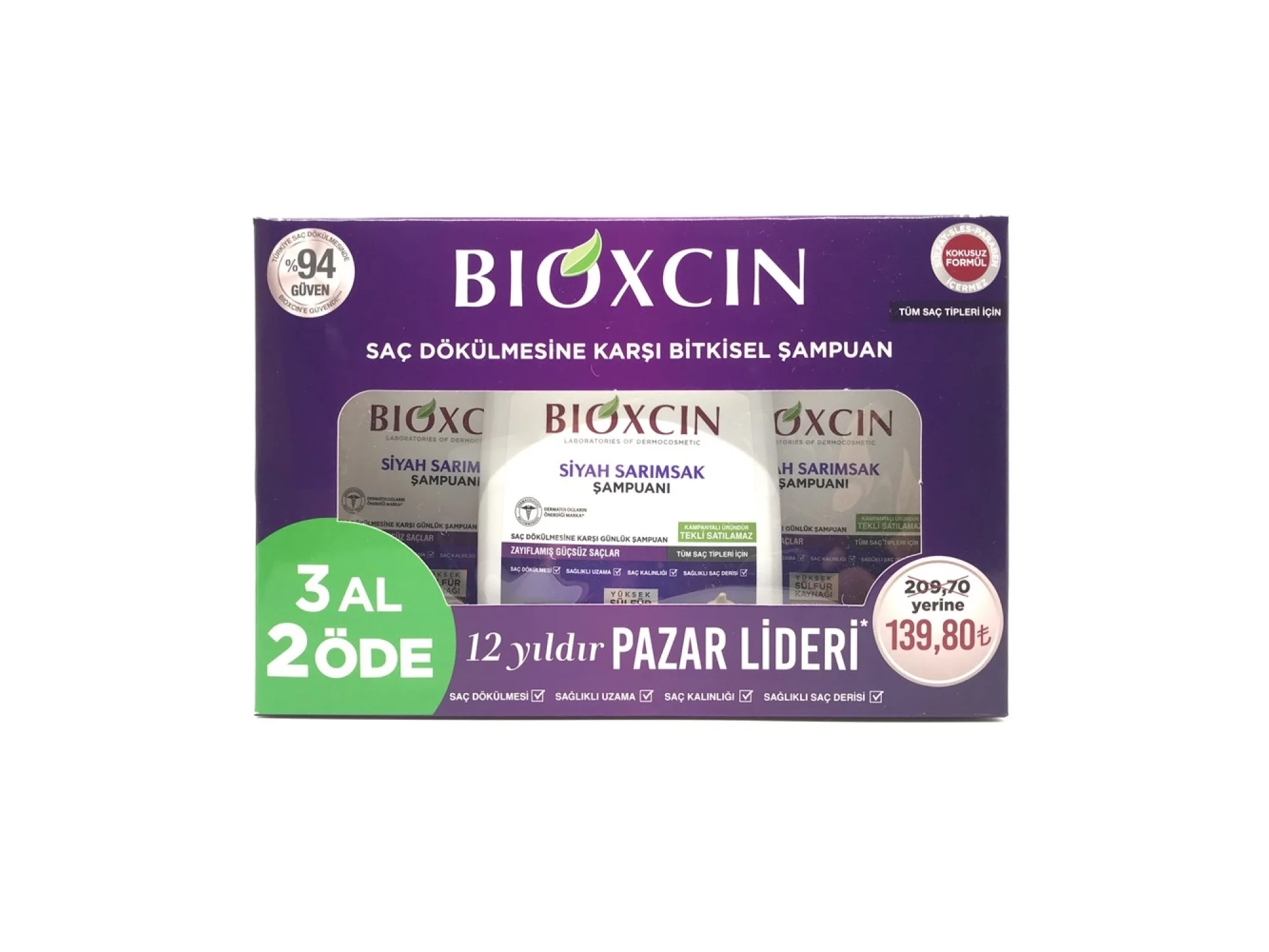Bioxcin Siyah Sarımsak Şampuanı 300 ml - 3 Al 2 Öde (Özel Fiyat Etiketli)
