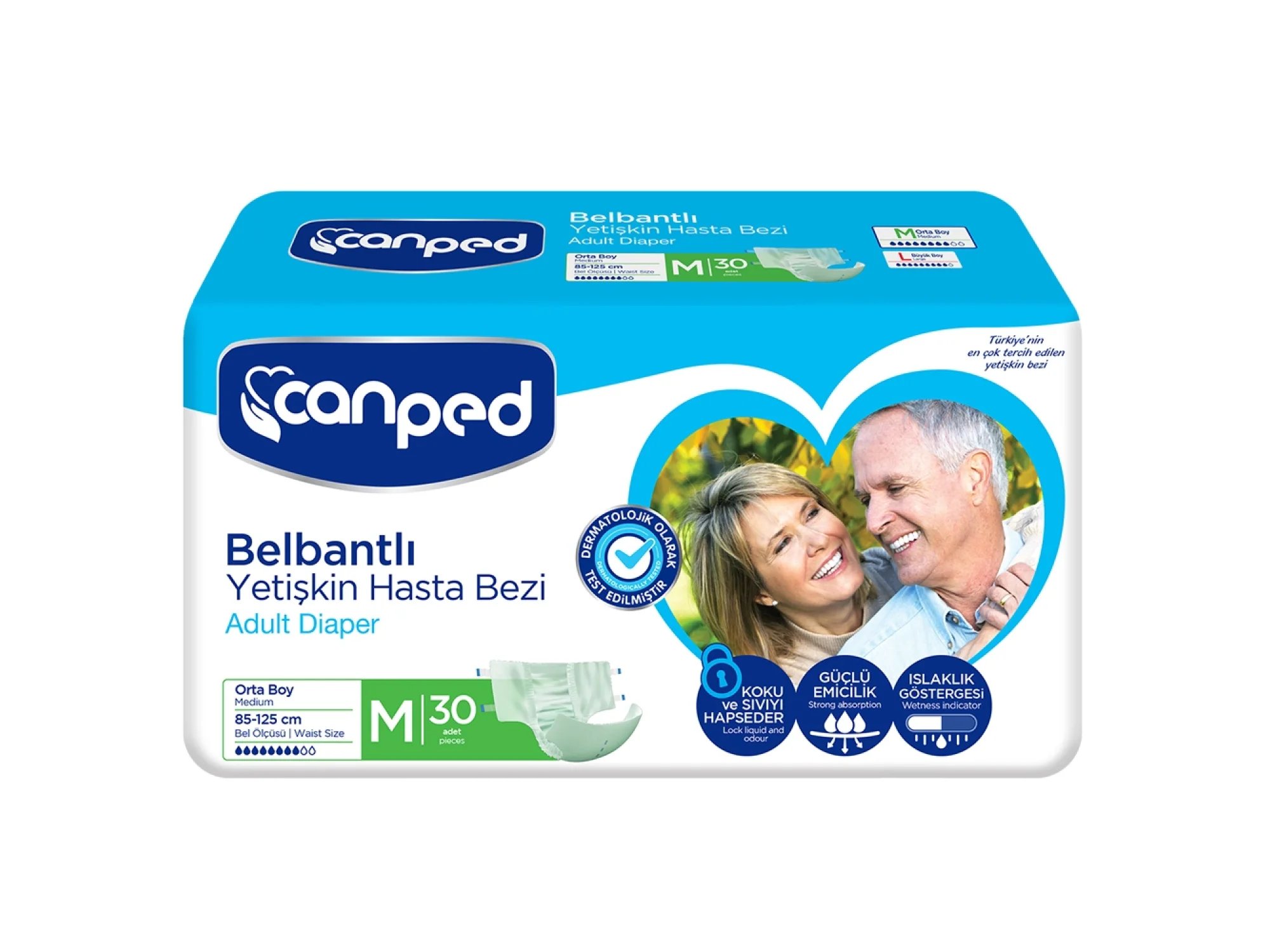 Canped Belbantlı Yetişkin Hasta Bezi 30 Adet (Orta Boy)