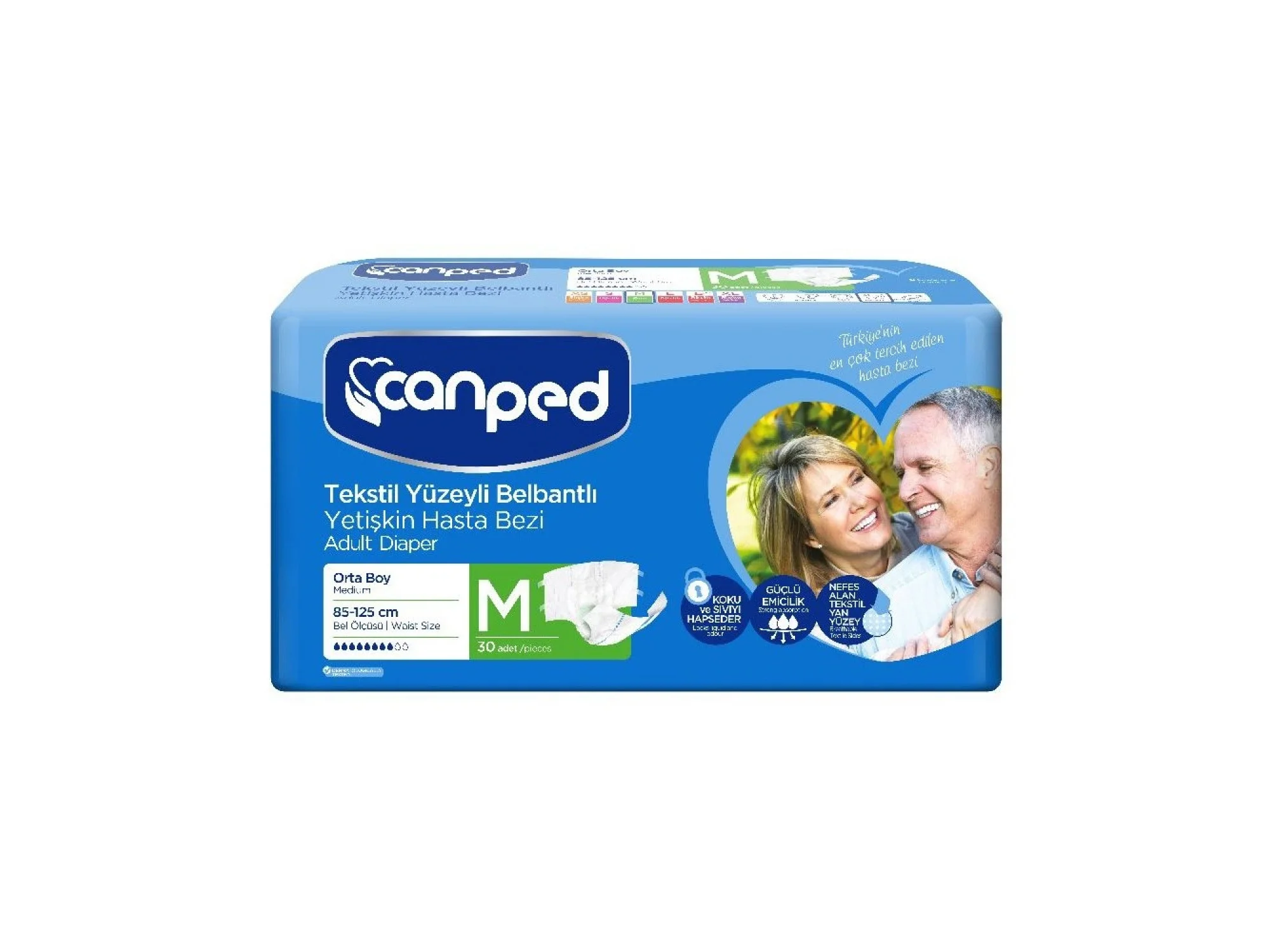 Canped Tekstil Yüzey Belbantlı Hasta Bezi Medium 30lu