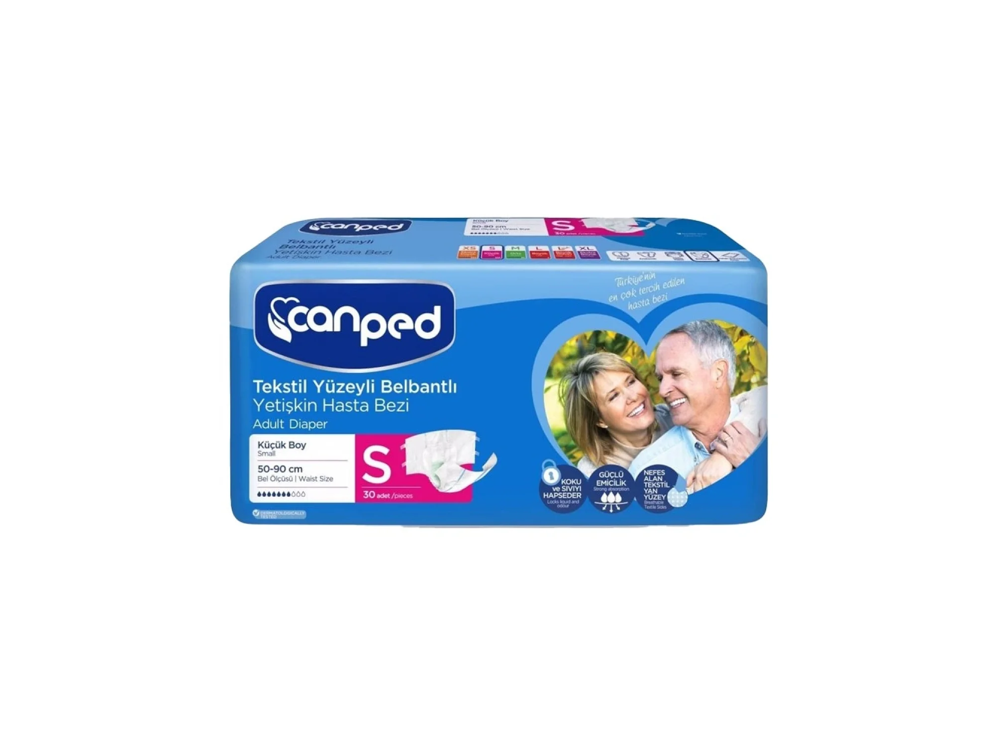 Canped Tekstil Yüzey Belbantlı Hasta Bezi Small 30lu