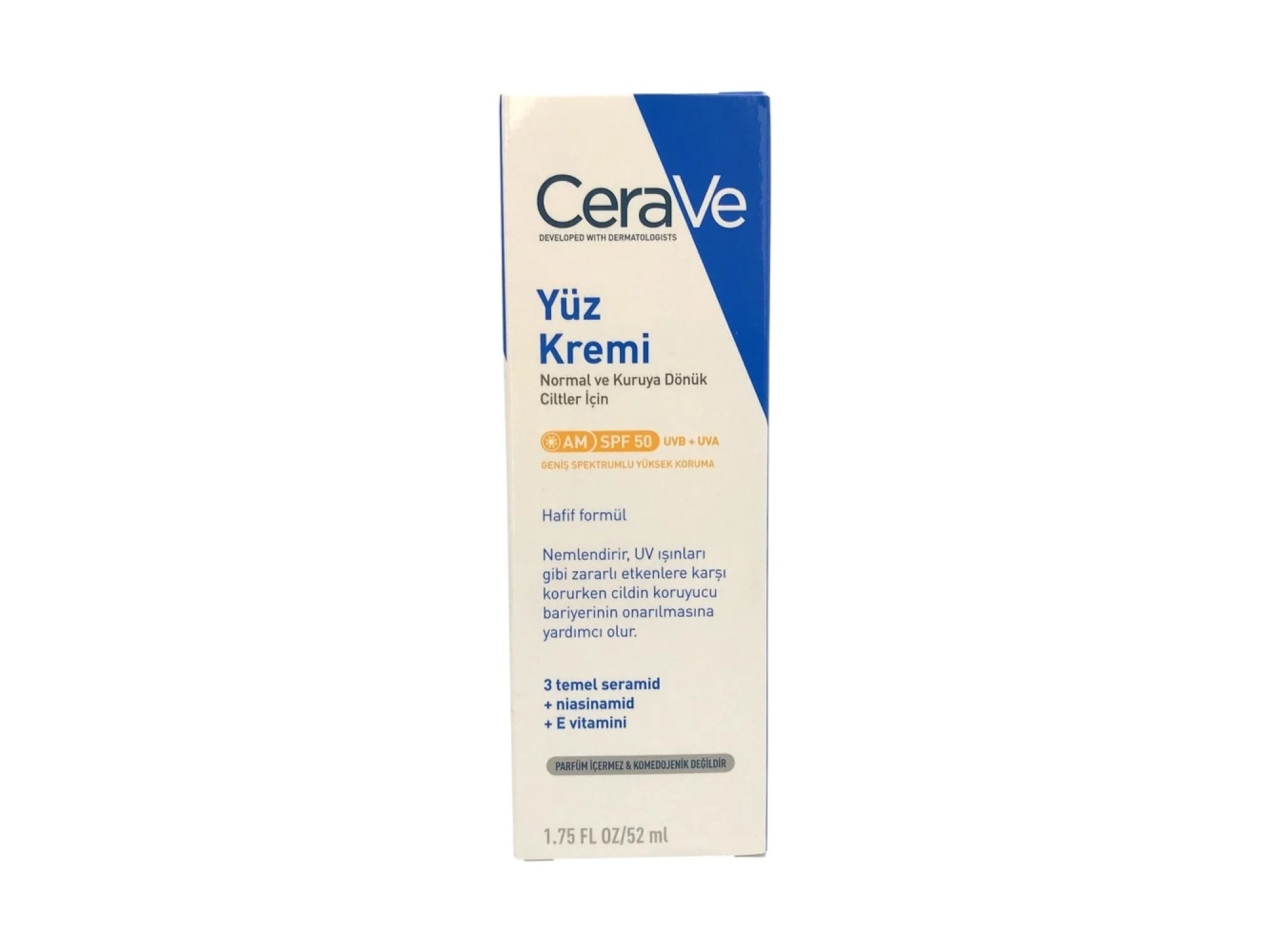 Cerave Normal ve Kuruya Dönük Ciltler İçin Yüz Nemlendirici Krem SPF50 52 ml