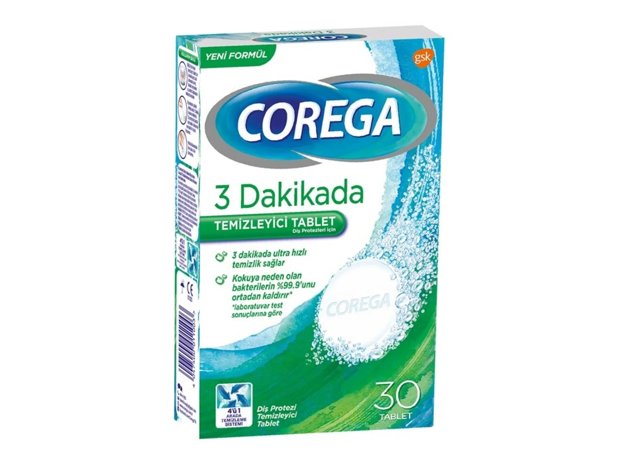 Corega Temizleyici Tablet 30 Adet - 3 Dakikada Temizlik