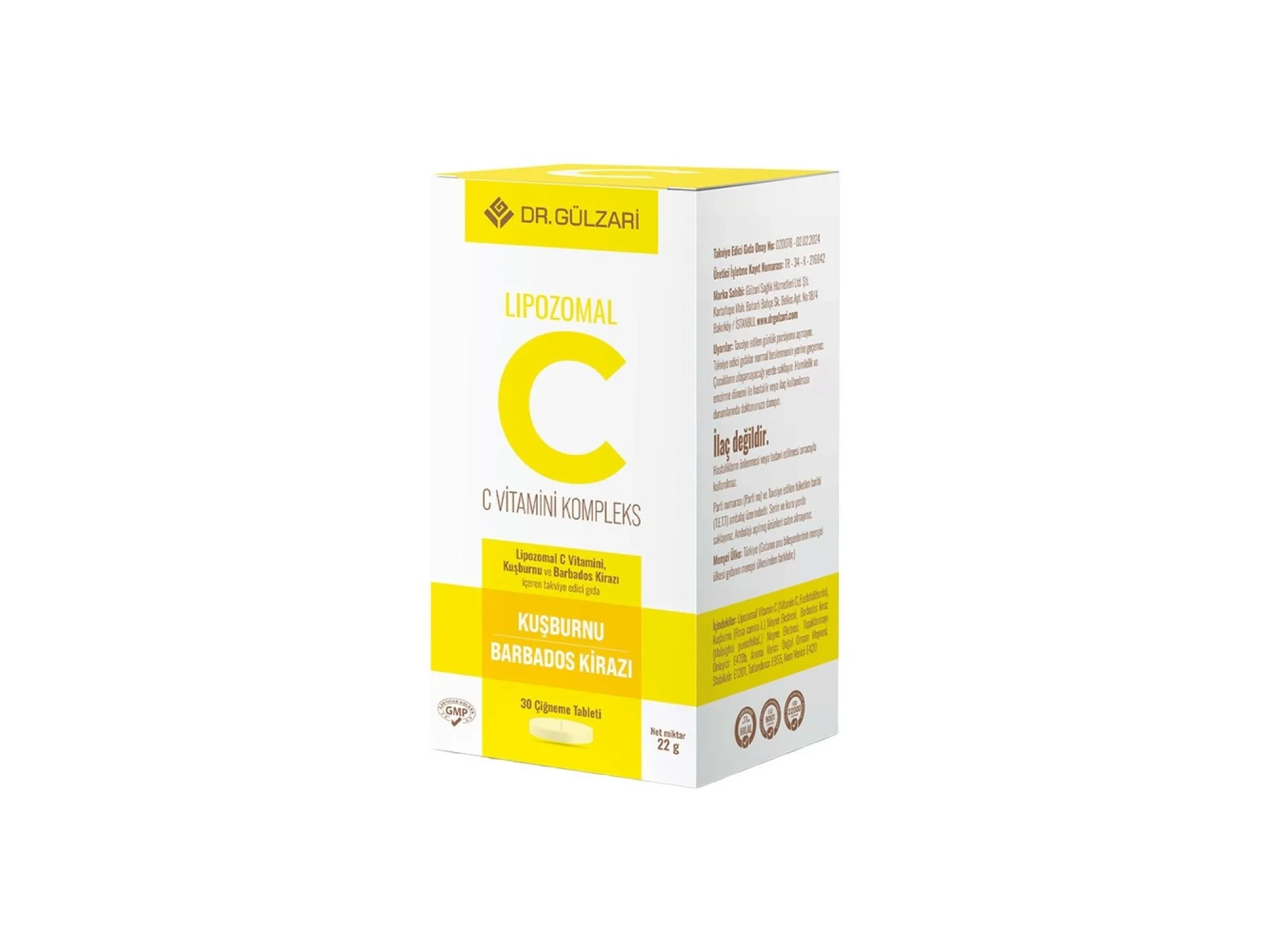 Dr. Gülzari C Kompleks 30 Çiğneme Tableti