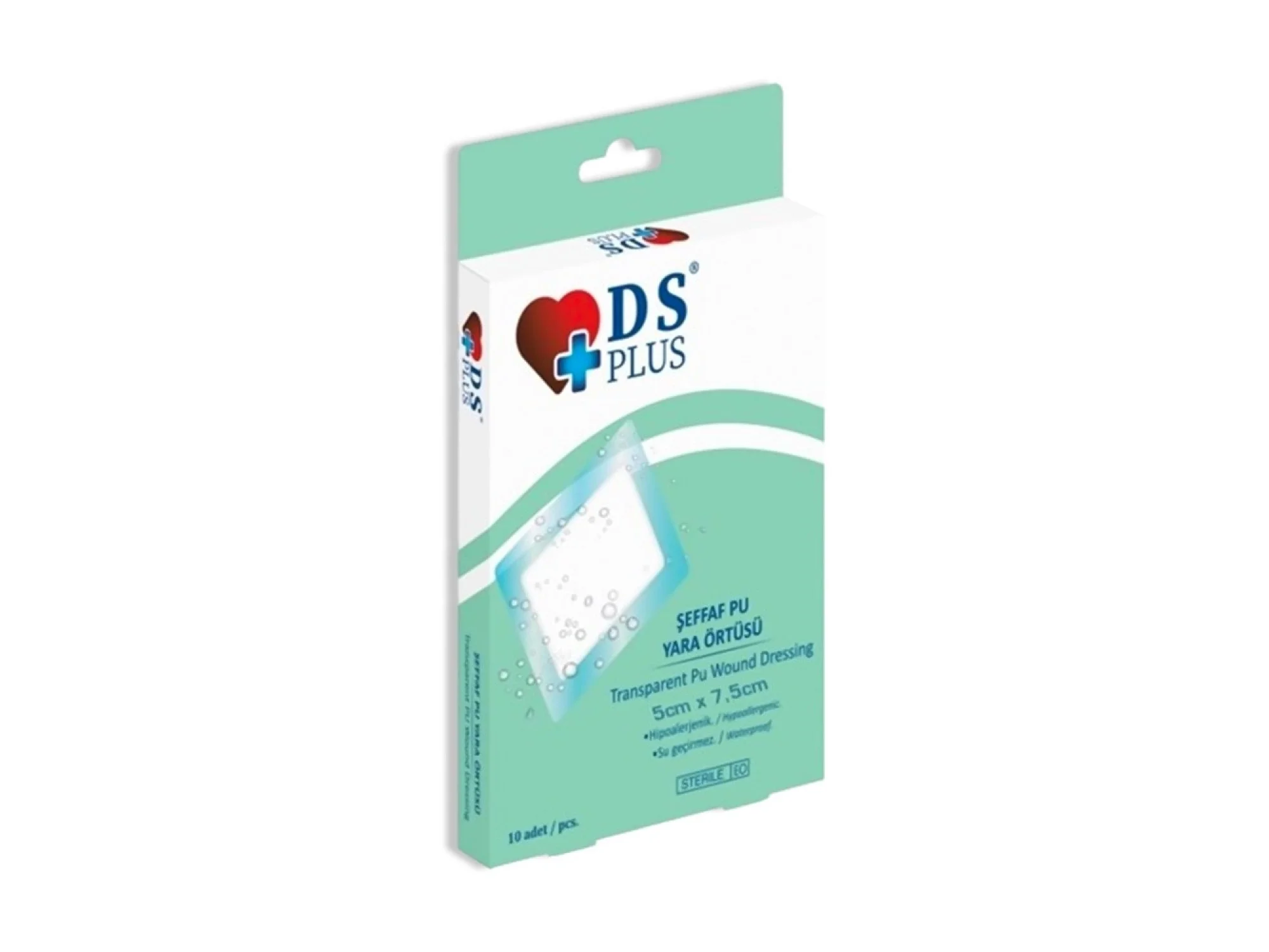 DS Plus Şeffaf Su Geçirmez Pu Yara Örtüsü 5x7,5 cm 10lu