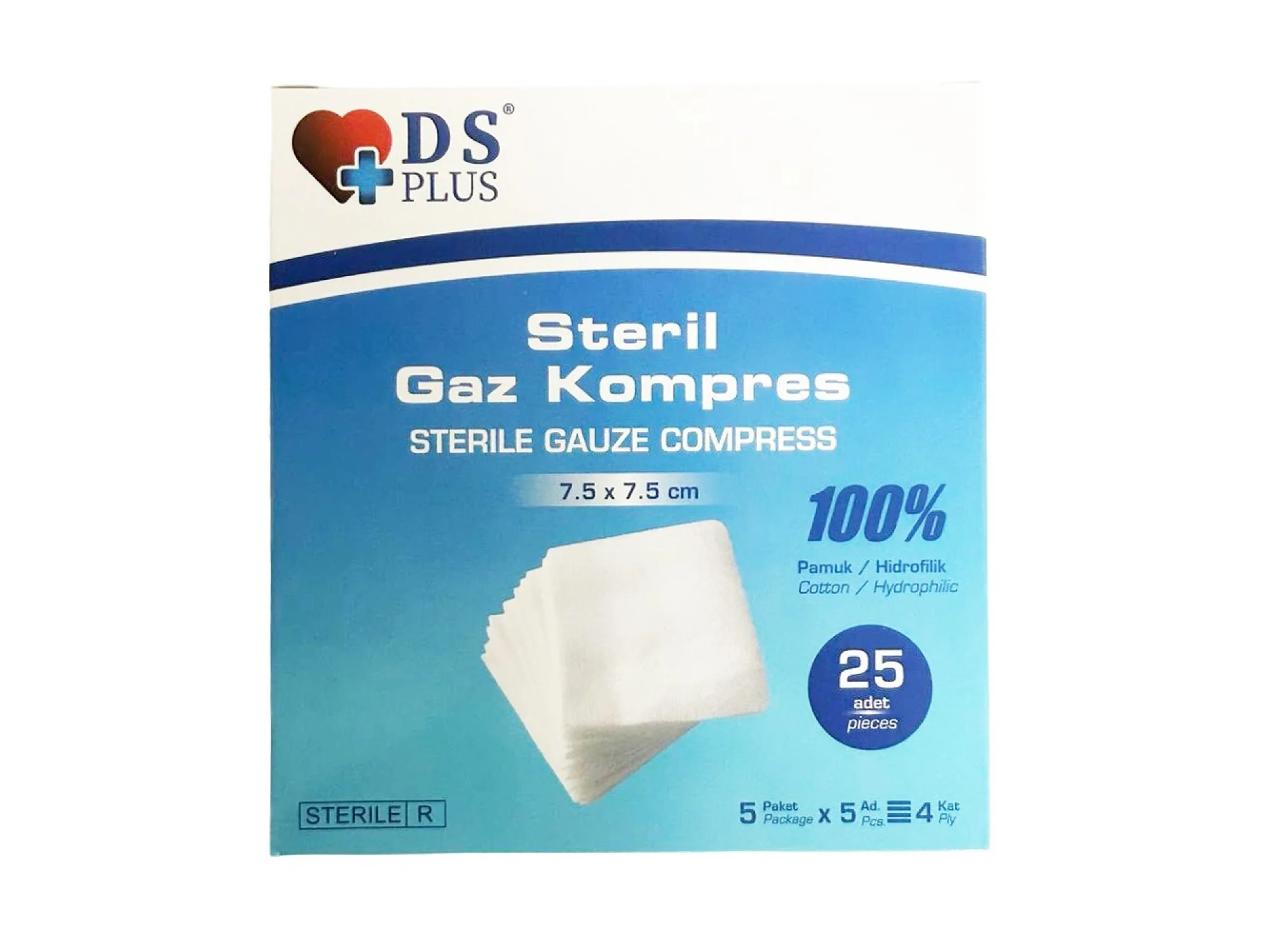 Ds Plus Steril Gaz Kompres 7,5x7,5 cm 25li