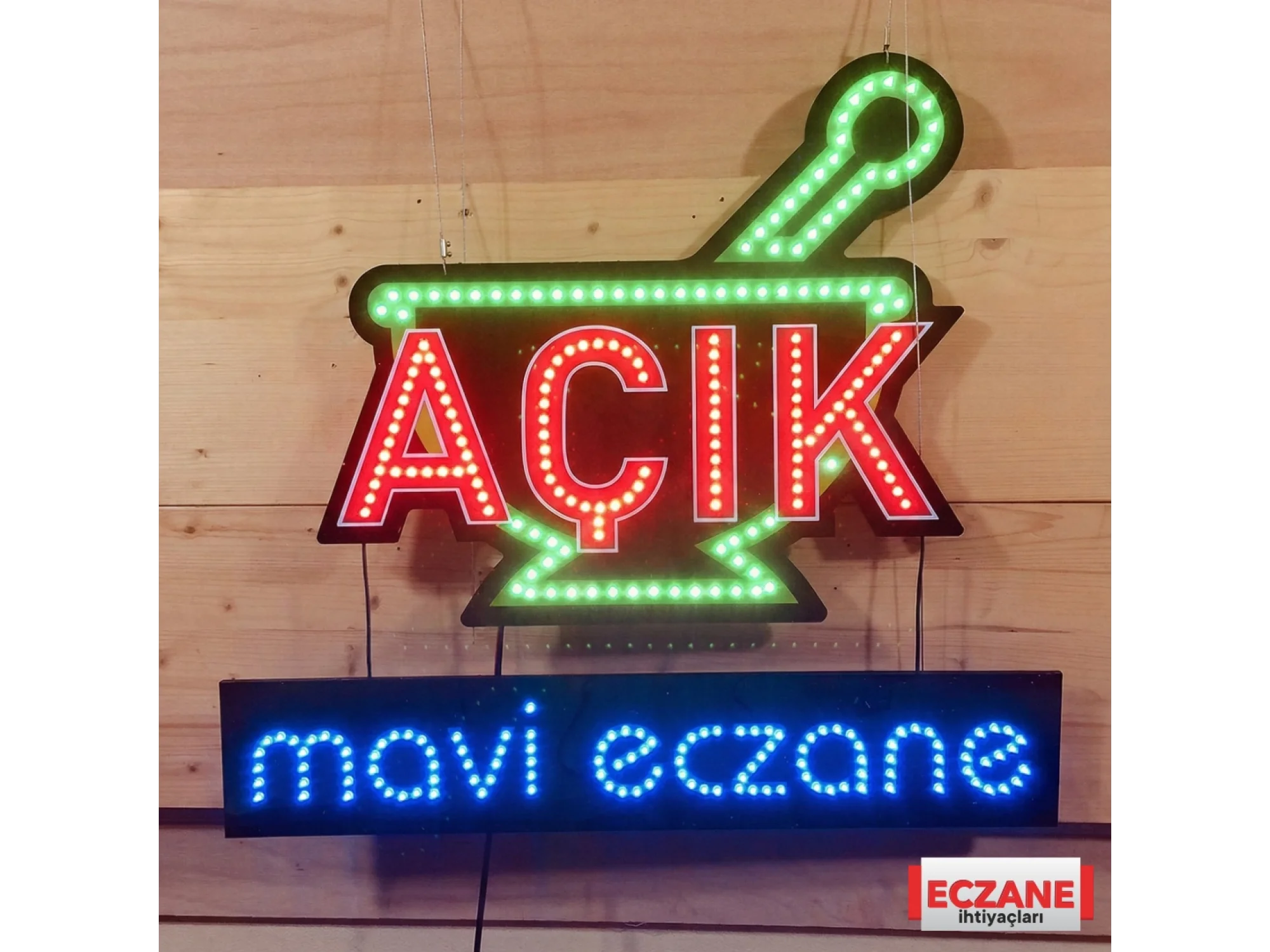 Eczane Açık Tabelası Havan Figürlü ve İsimli