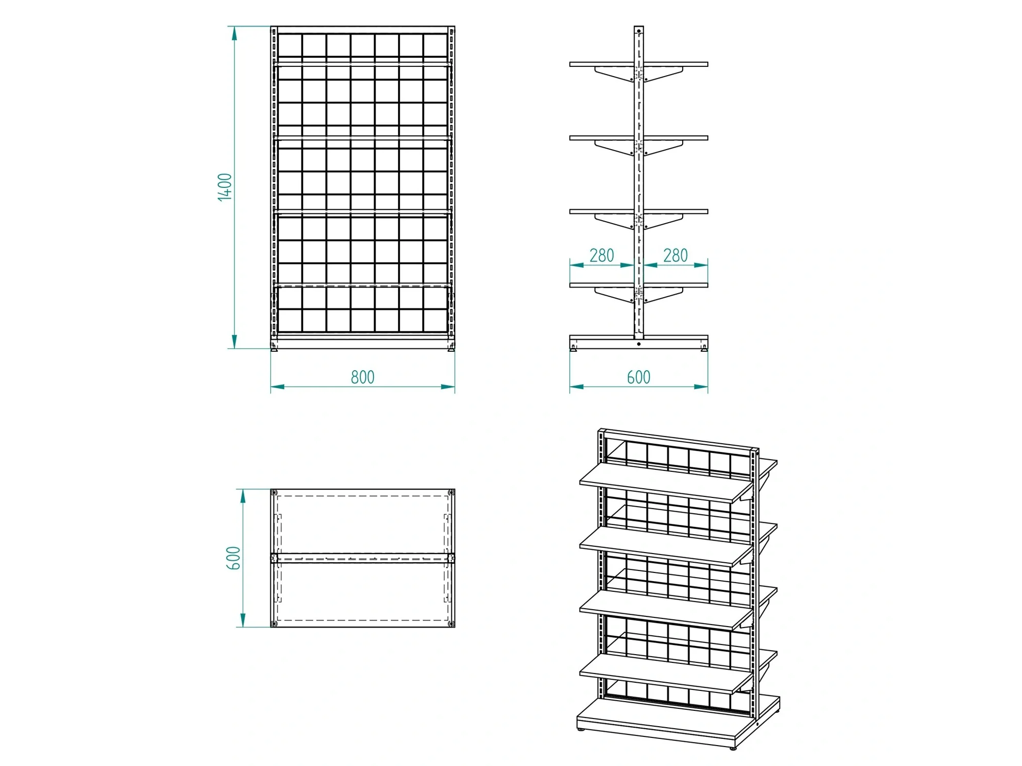 Eczane Çift Taraflı Siyah Metal Stand – Bambu Raflı 80x60