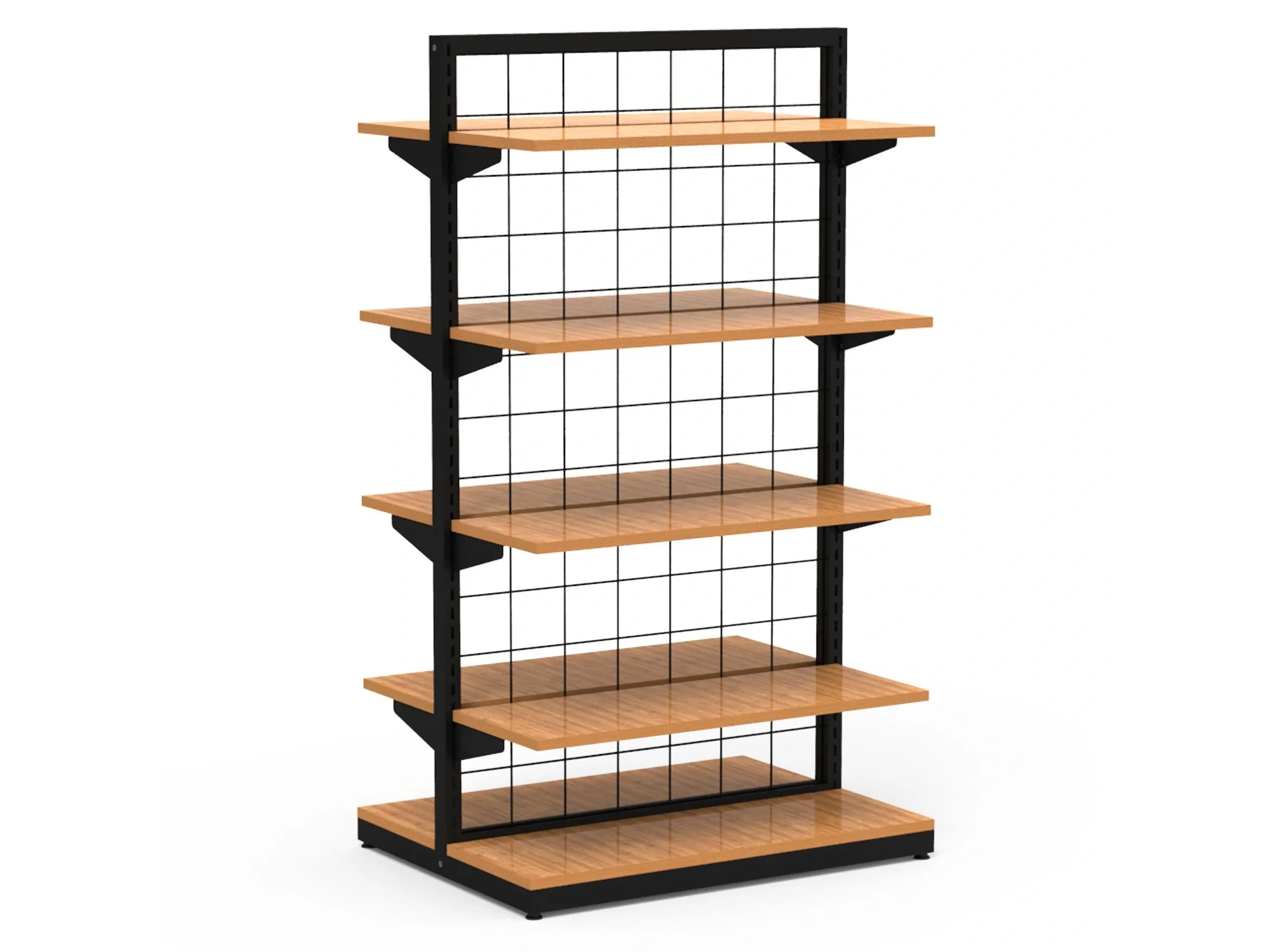 Eczane Çift Taraflı Siyah Metal Stand – Bambu Raflı 80x60
