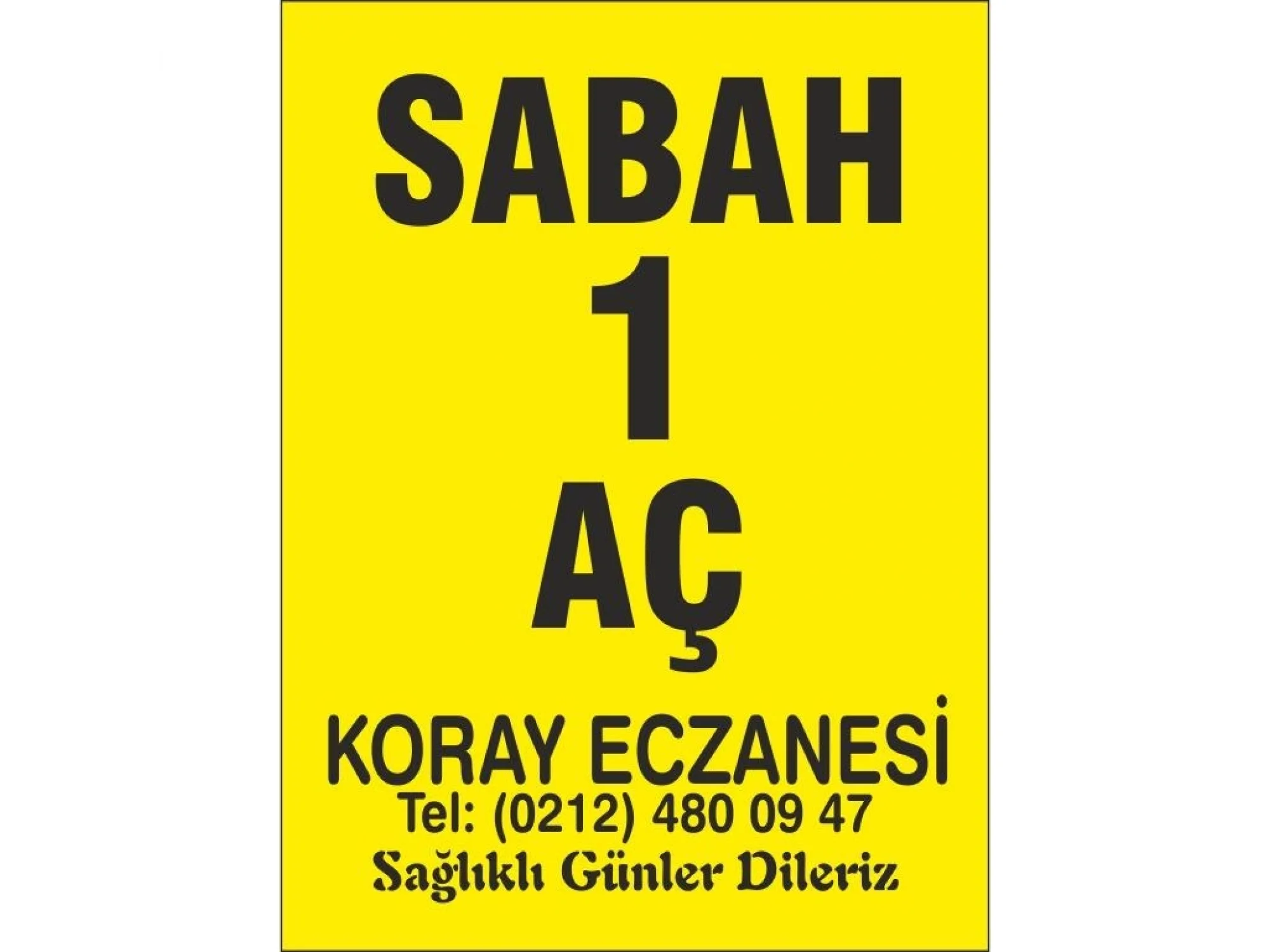 Eczane Etiketi Kod1 Sarı