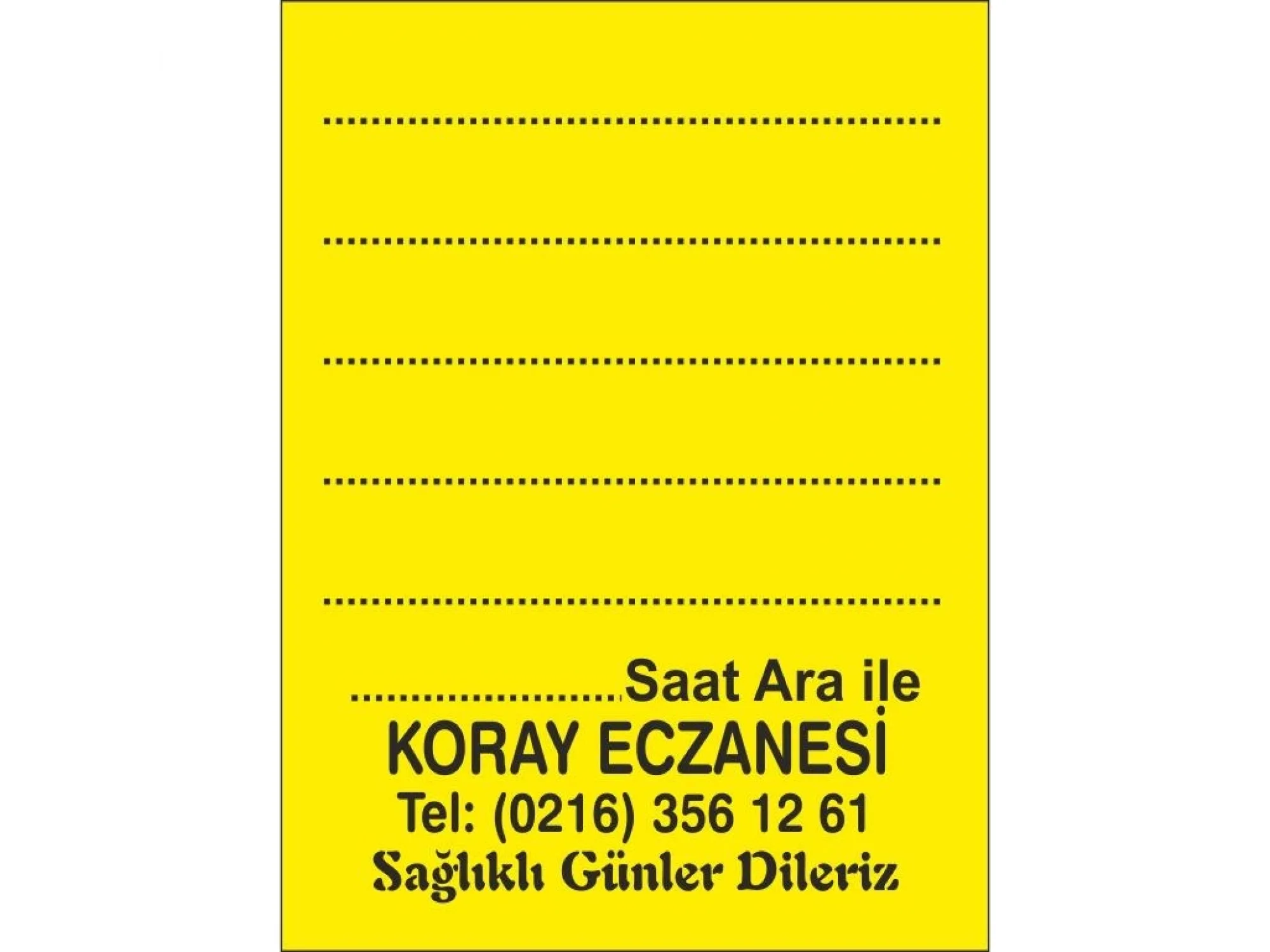 Eczane Etiketi Kod4 Sarı
