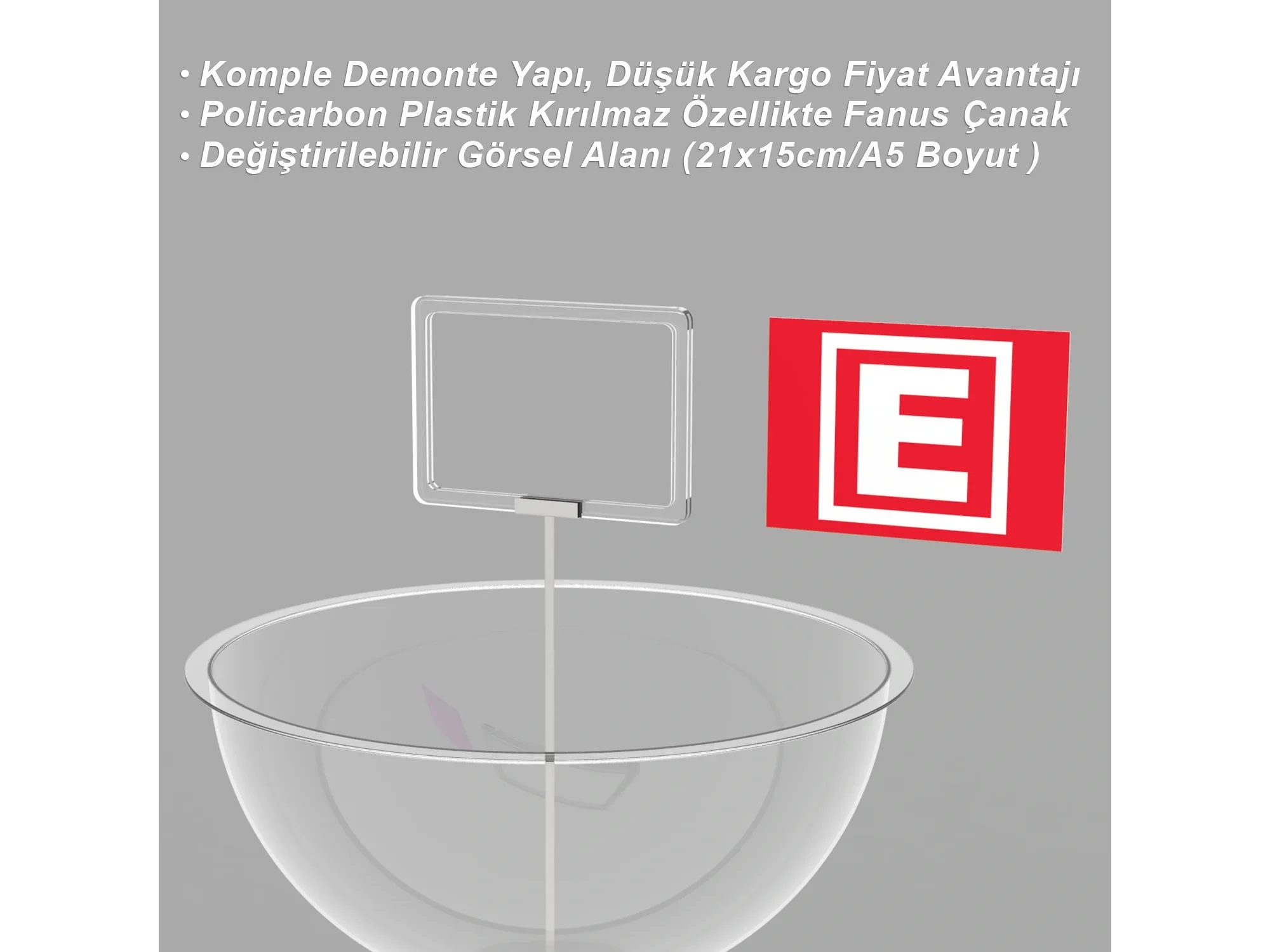 Eczane Fanus Çanak Stand – 50 cm, Tek Katlı