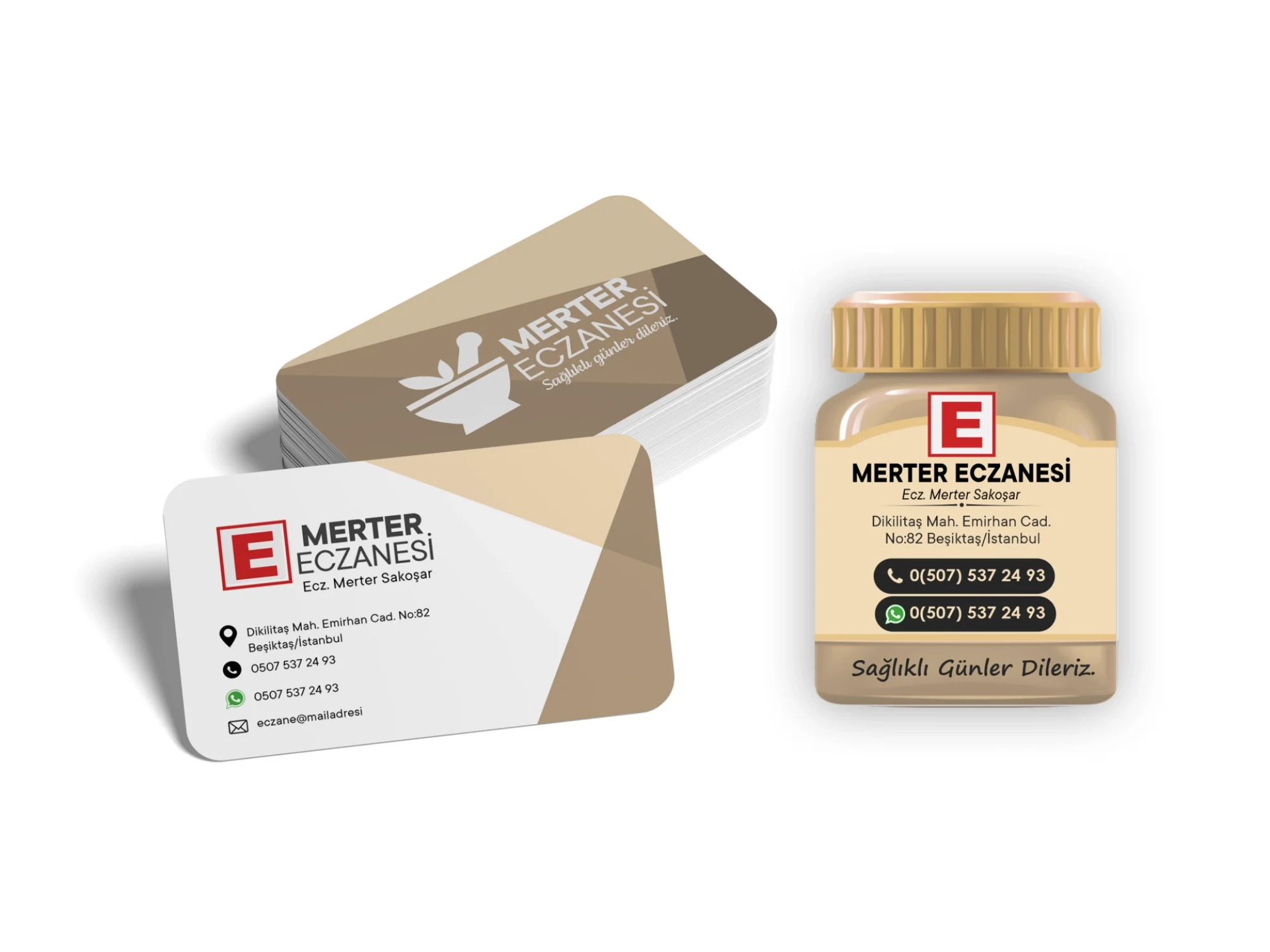 Kalın Gramajlı Eczane Kartvizit + Magnet Paketi No:1