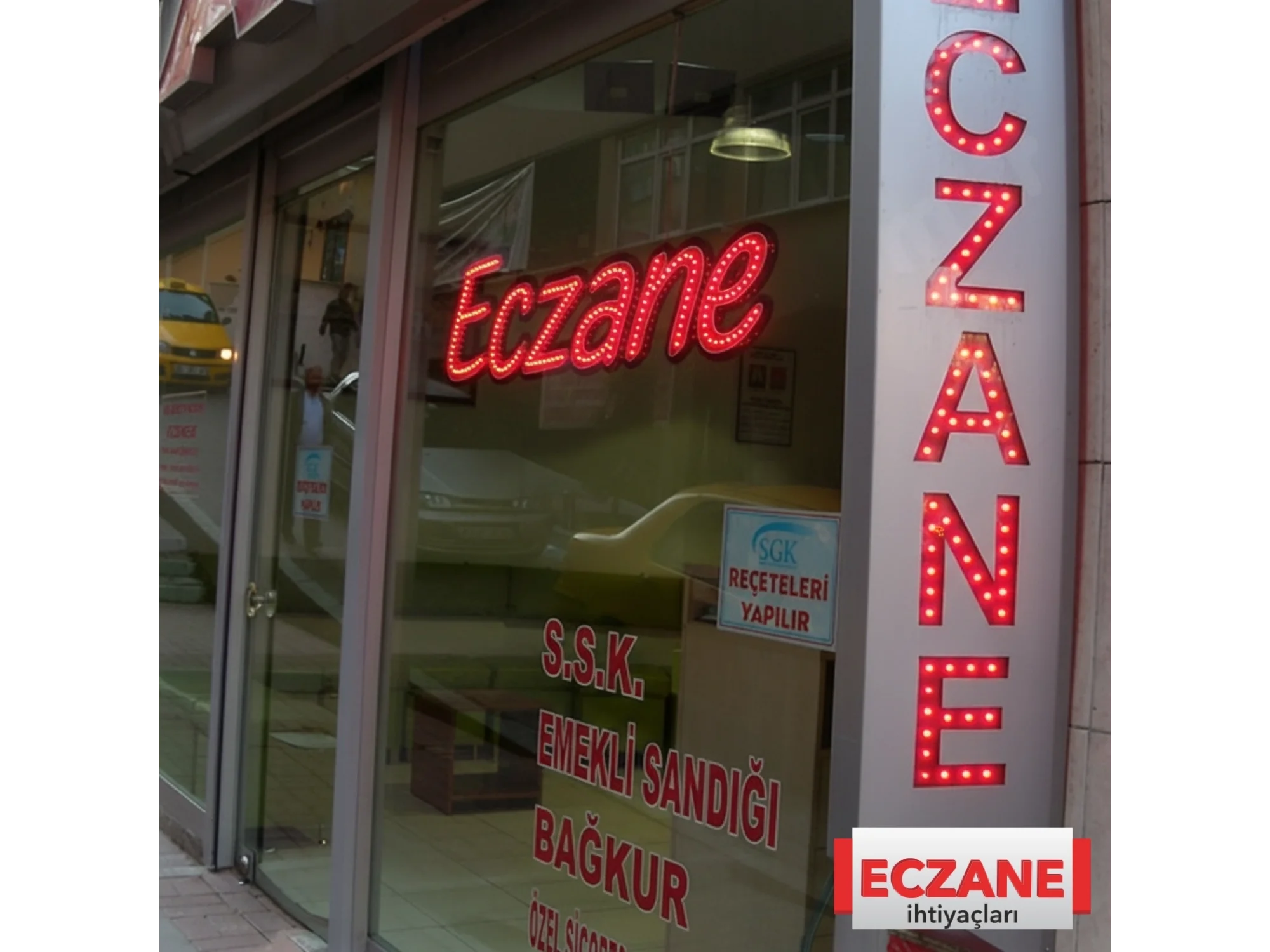 Eczane LED Tabelası – 1200x315 mm, Kırmızı Led