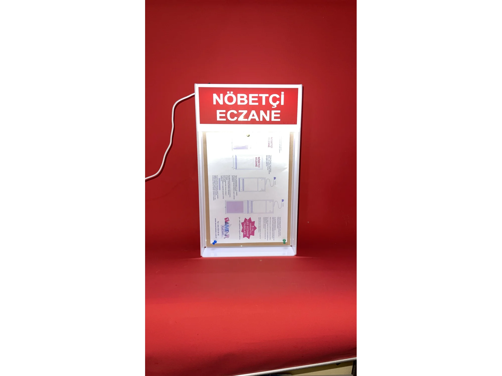 Eczane Vitrin içi Işıklı Nöbetçi Eczane Panosu