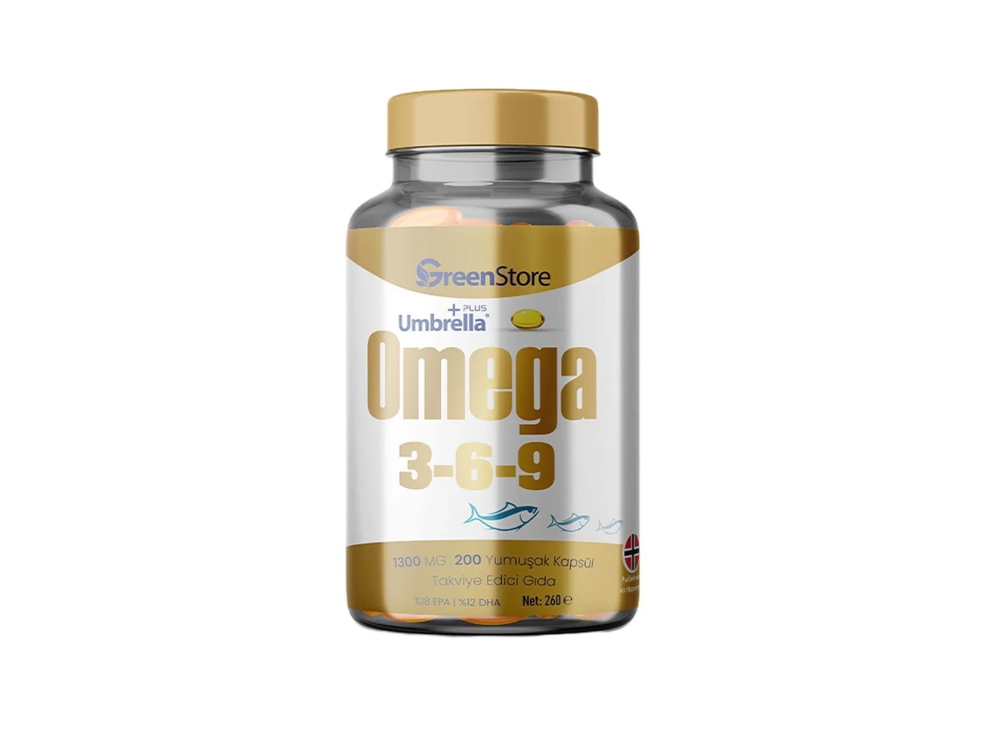 Green Store Umbrella Plus Omega 3-6-9 Norveç Balık Yağı 1300 mg 200 Kapsül