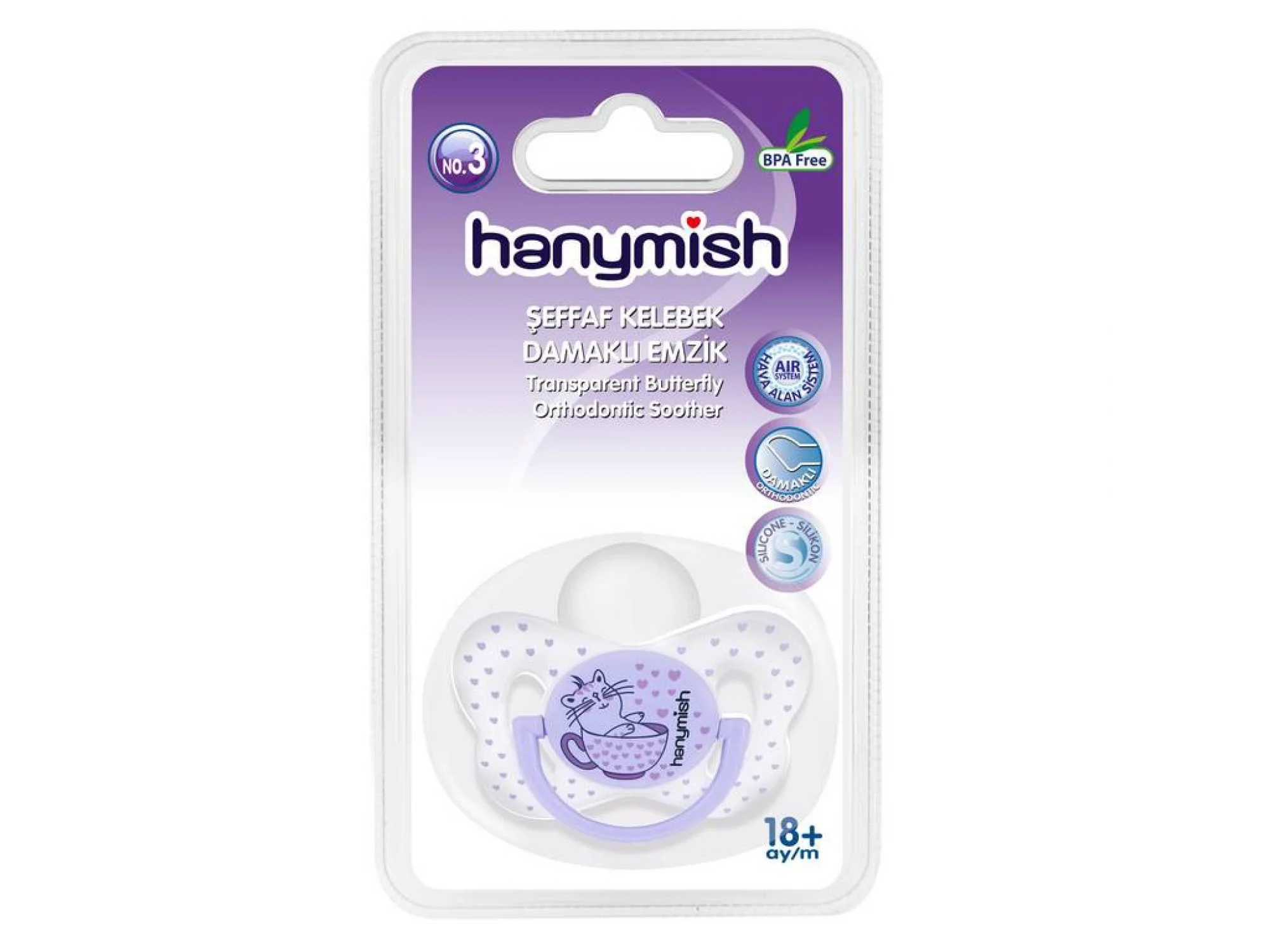 Hanymish 111 Şeffaf Kelebek Damaklı Emzik No: 3