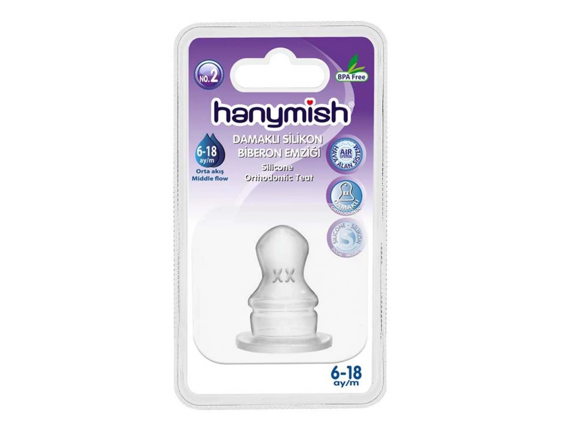 Hanymish Damaklı Silikon Biberon Emziği No: 2