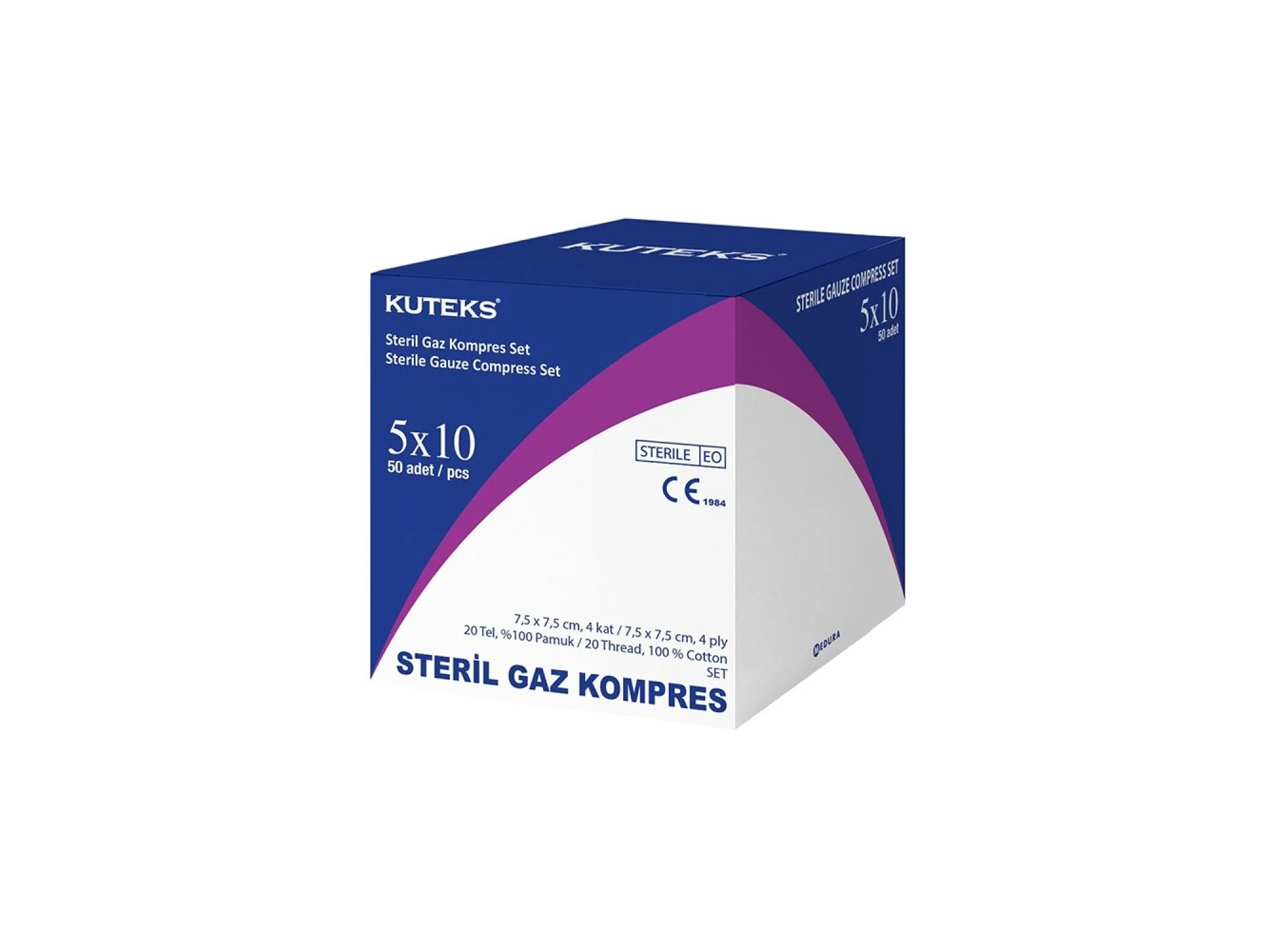 Kuteks Steril Gaz Kompres 7.5 x 7.5 cm (10x5) 50li