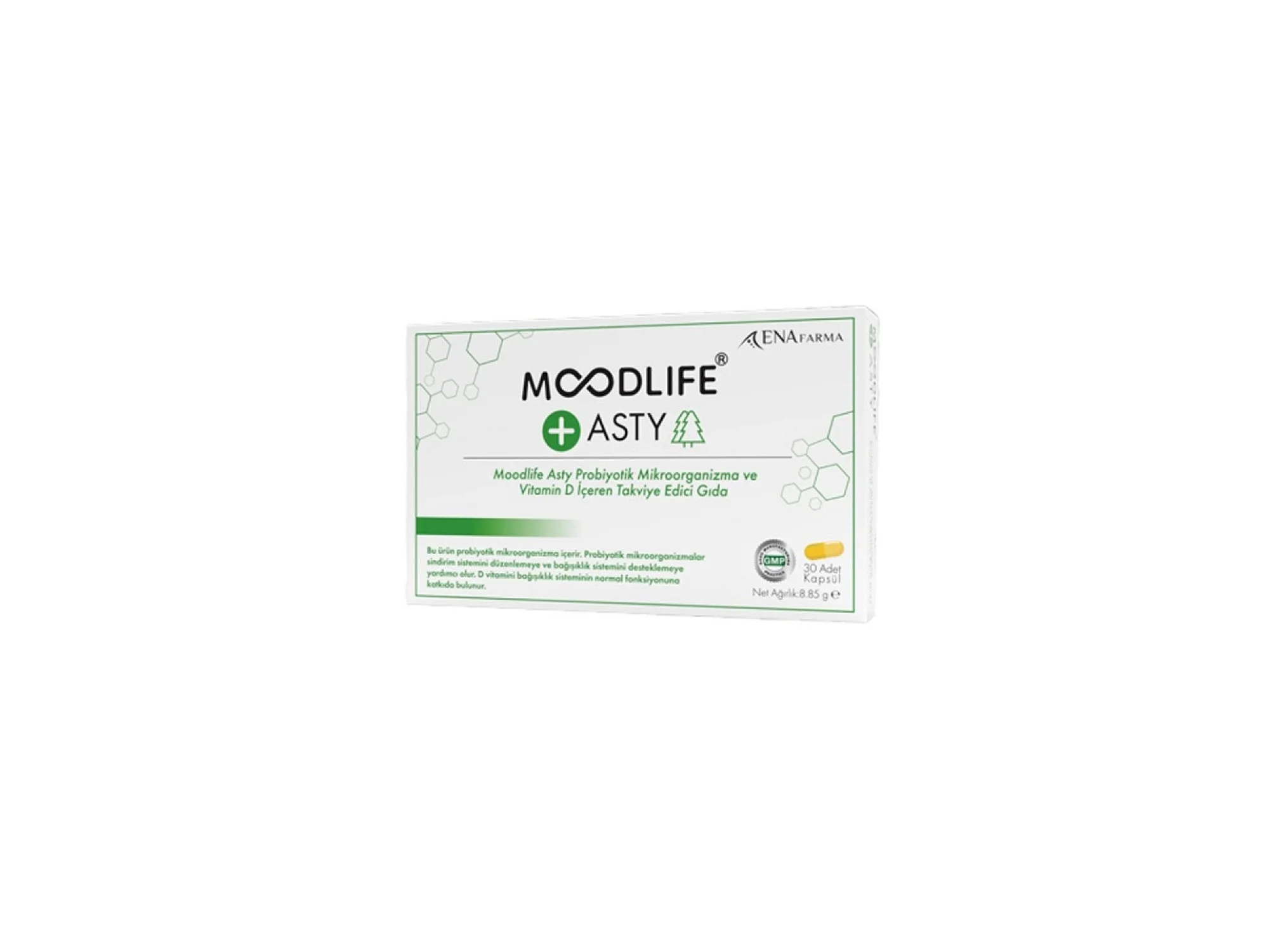 Moodlife Asty Probiyotik ve Vitamin D içeren Takviye Edici Gıda 30 Kapsül