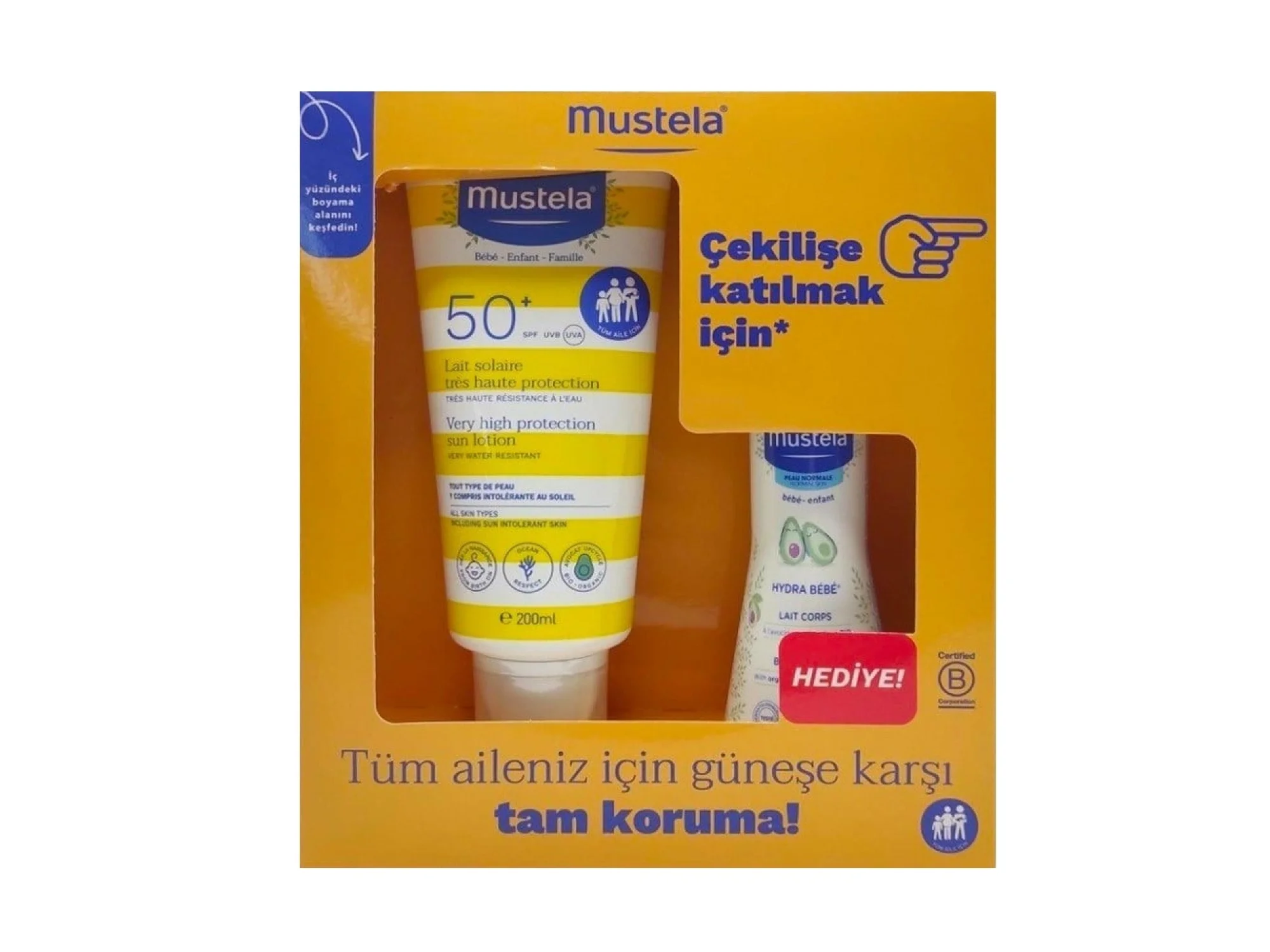 Mustela Güneş Losyonu SPF50 200 ml + Mustela Hydra Bebe 100 ml
