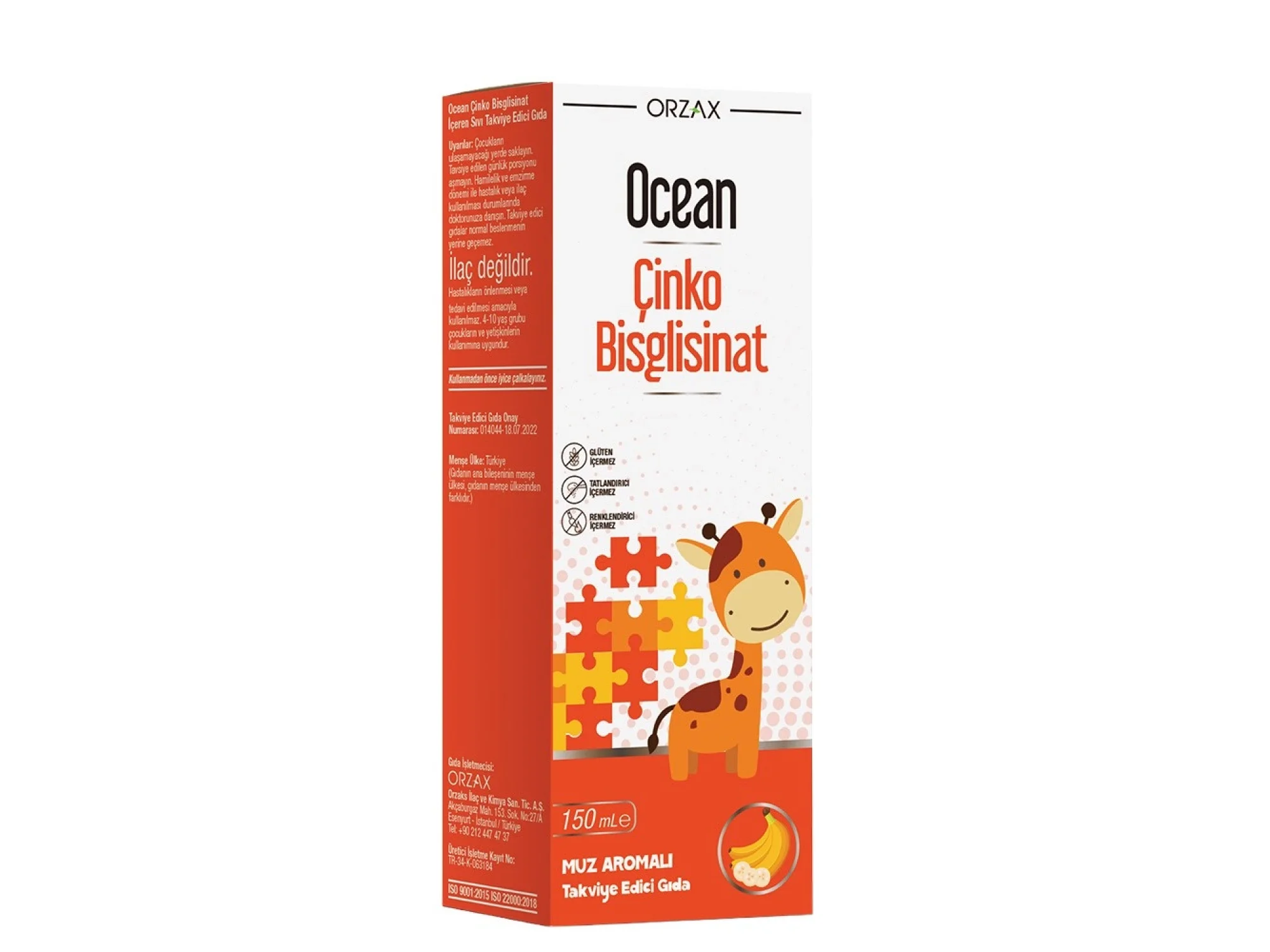 Ocean Çinko Bisglisinat Şurup 150 ml - Muz Aromalı